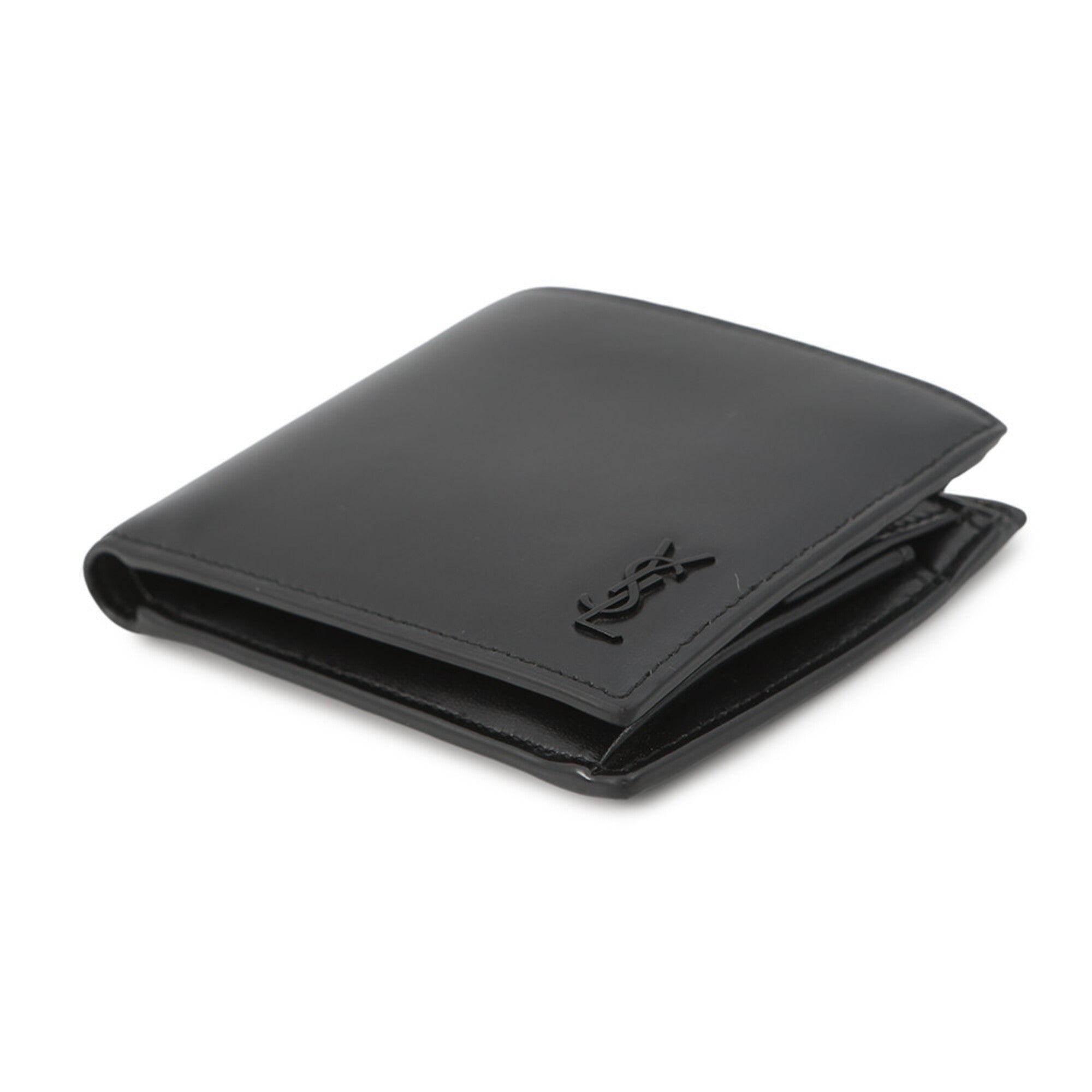 Yves Saint Laurent Black Leather Wallet (Bi-Fold) (Pre-Owned)