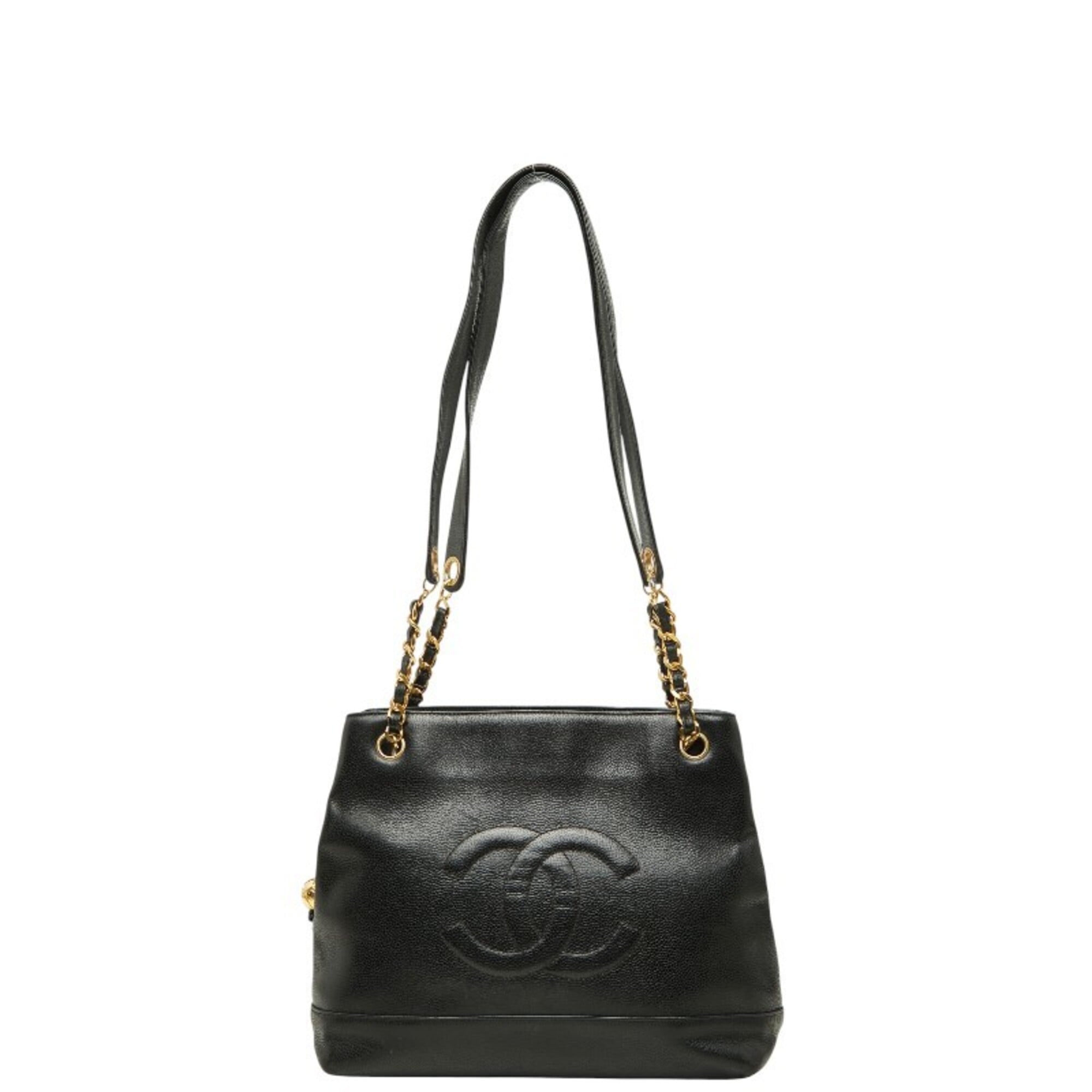 Chanel Black Grained Calfskin Shoulder Bag Tote Bag (Pre-Owned)