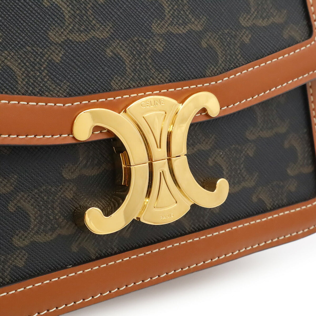 Celine Brown Canvas Leather Pochette Shoulder Bag (Pre-Owned)
