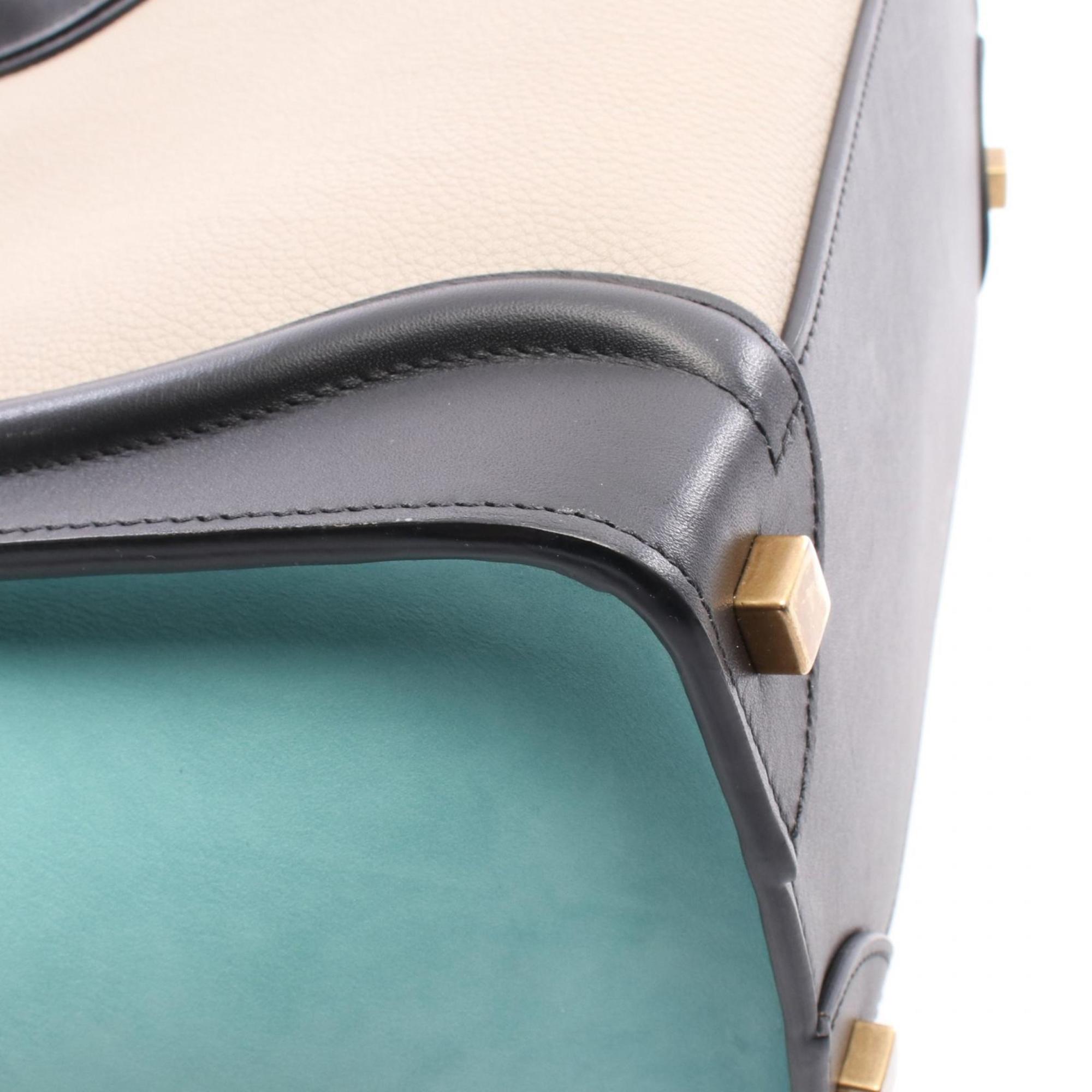 Celine Black Blue Ivory Leather Handbag Tote Bag (Pre-Owned)