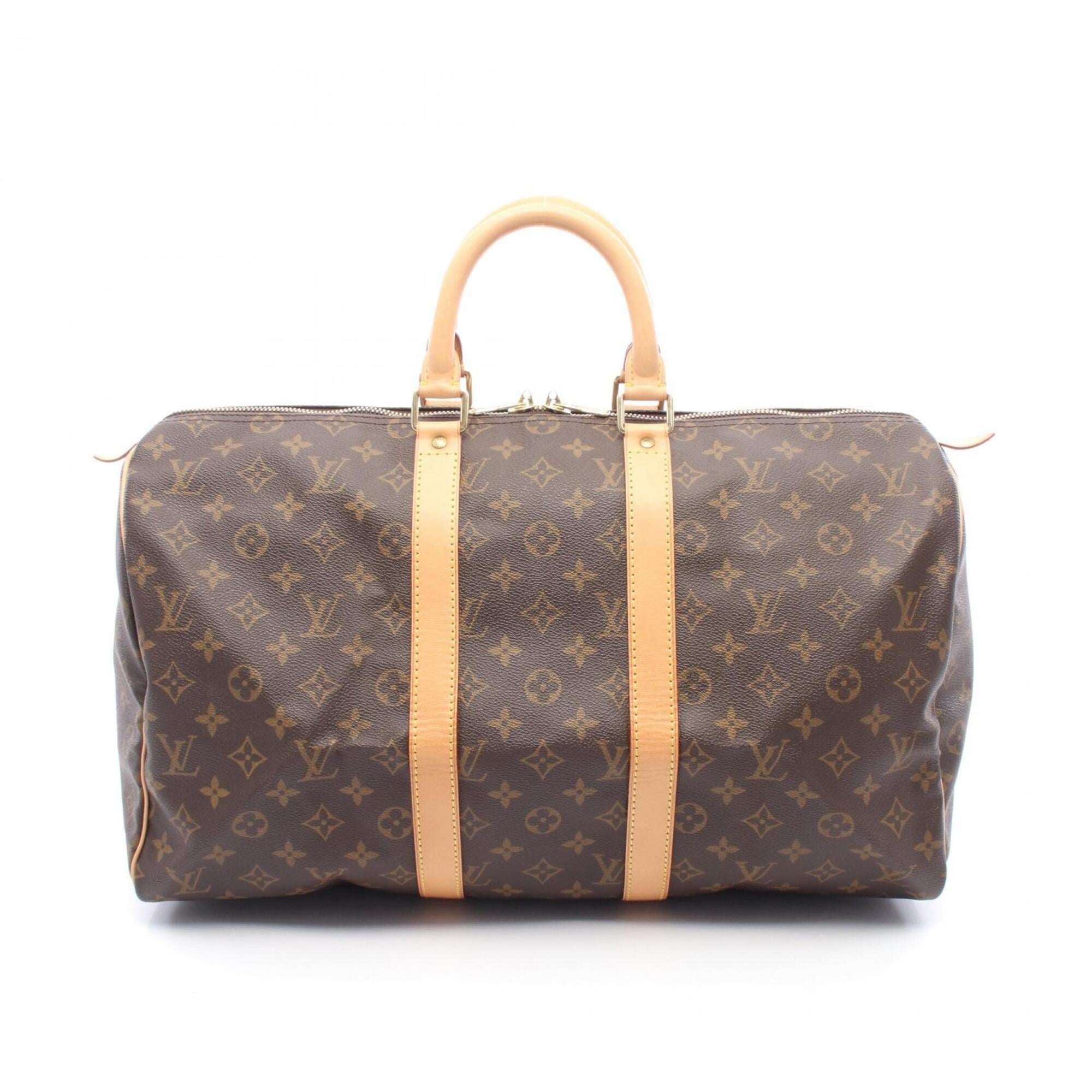 Louis Vuitton Brown Pvc Coated Canvas Leather Boston Bag (Pre-Owned)