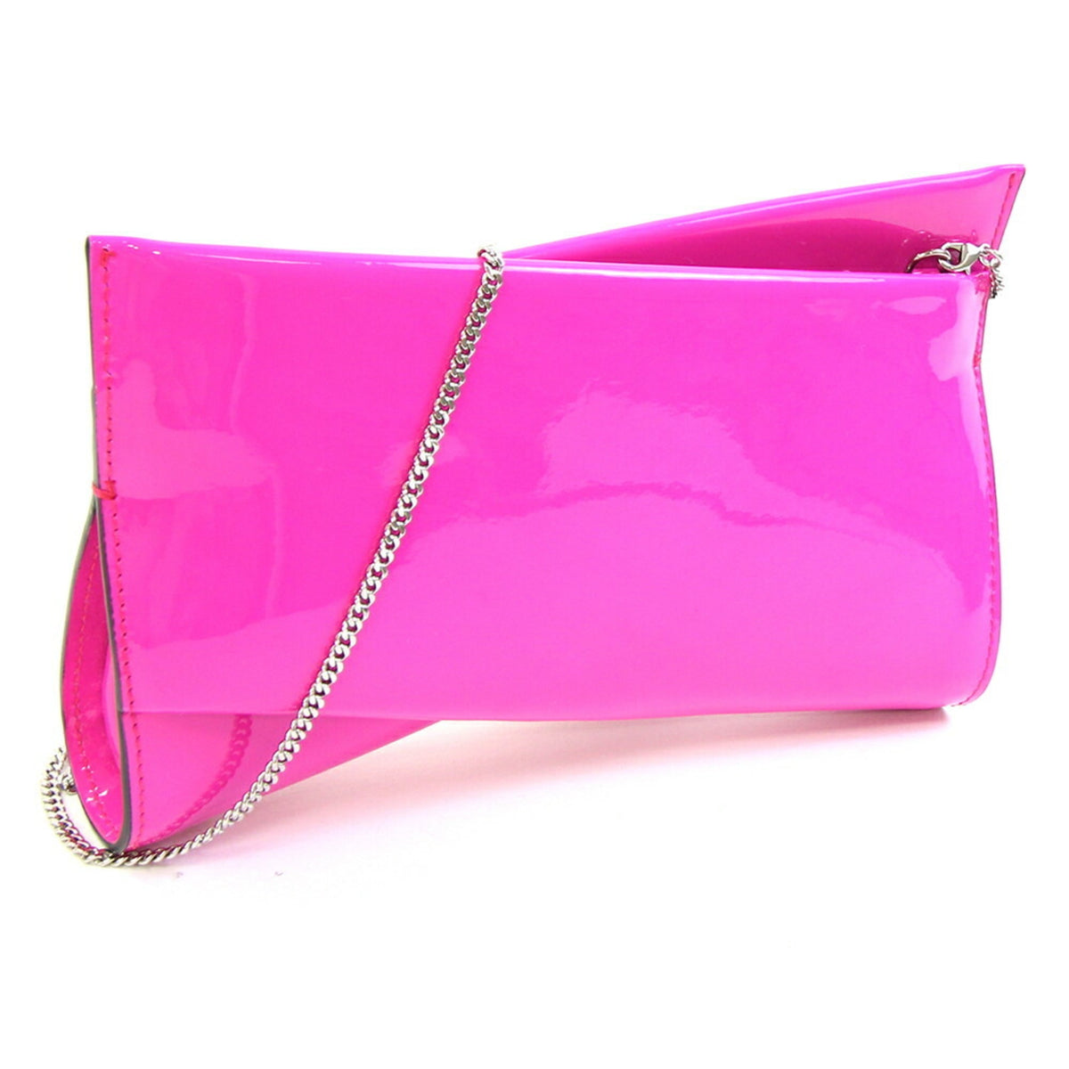 Christian Louboutin Pink Patent Leather Clutch Bag Shoulder Bag (Pre-Owned)