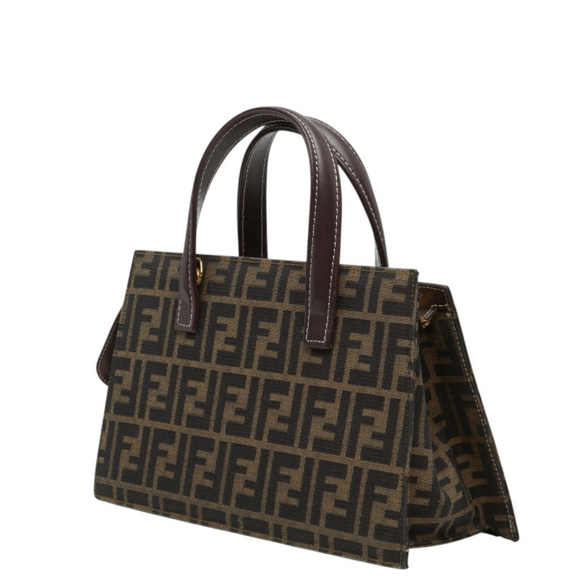 Fendi Brown Canvas Leather Handbag (Pre-Owned)