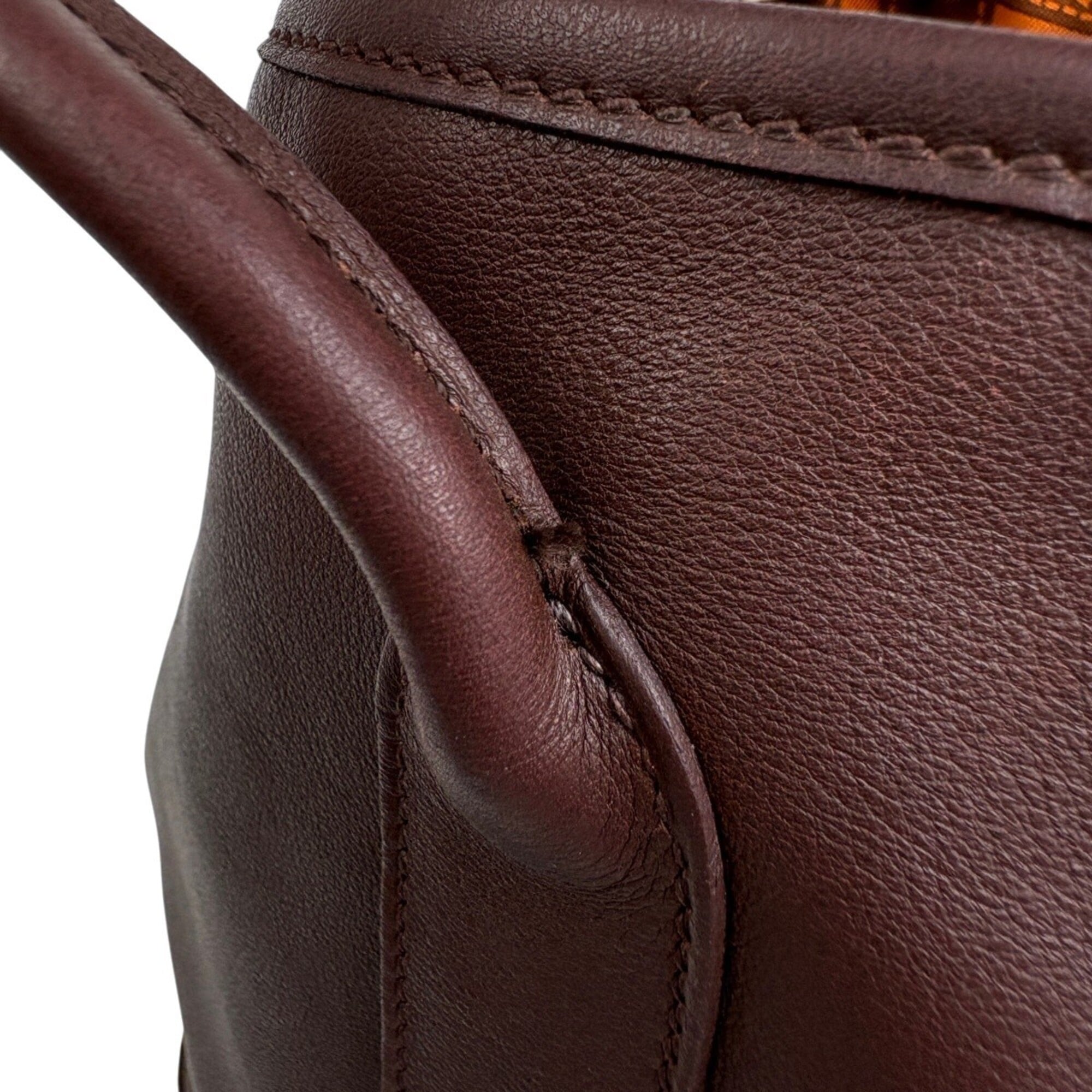 Hermes Brown Swift Leather Handbag Tote Bag (Pre-Owned)