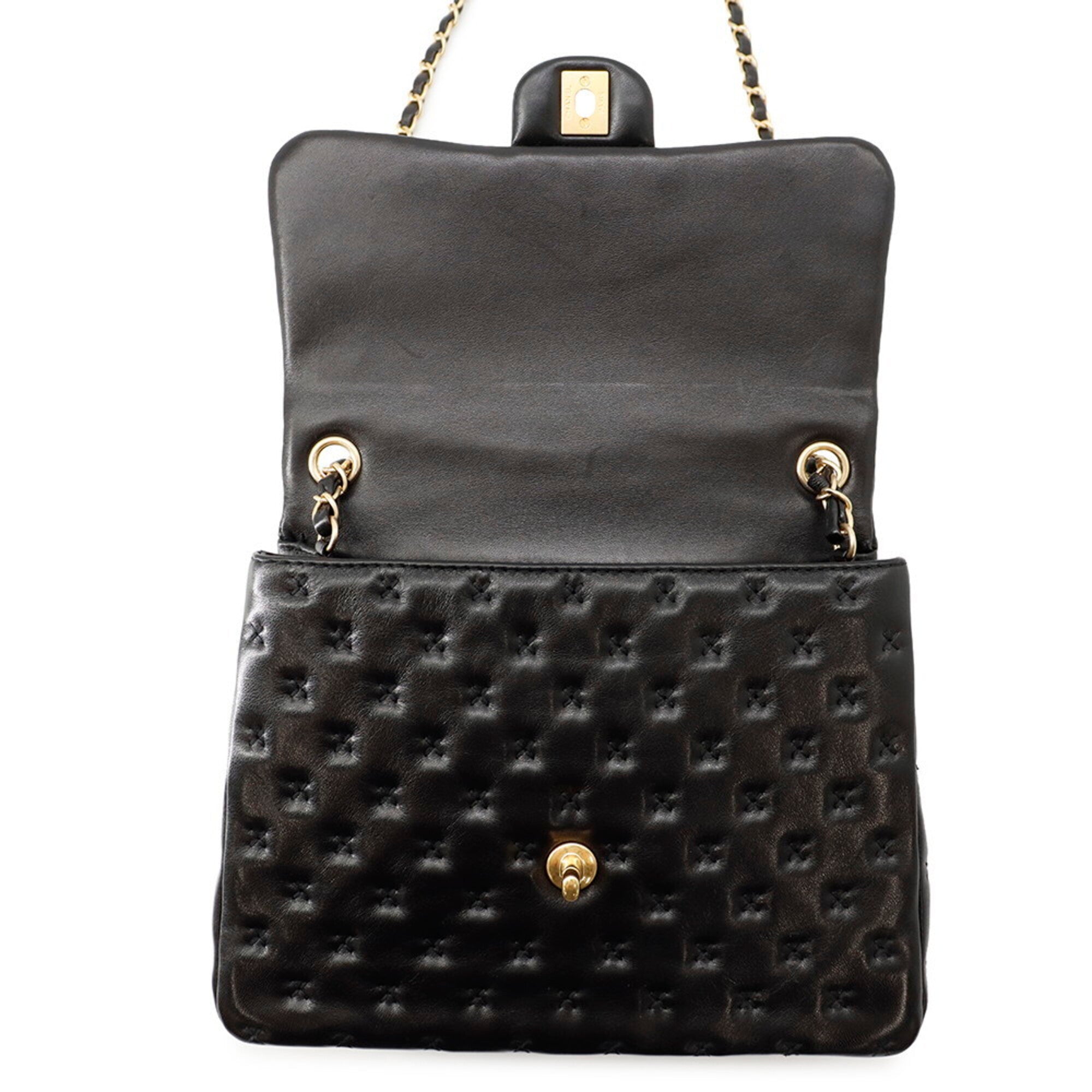 Chanel Black Leather Handbag Shoulder Bag (Pre-Owned)