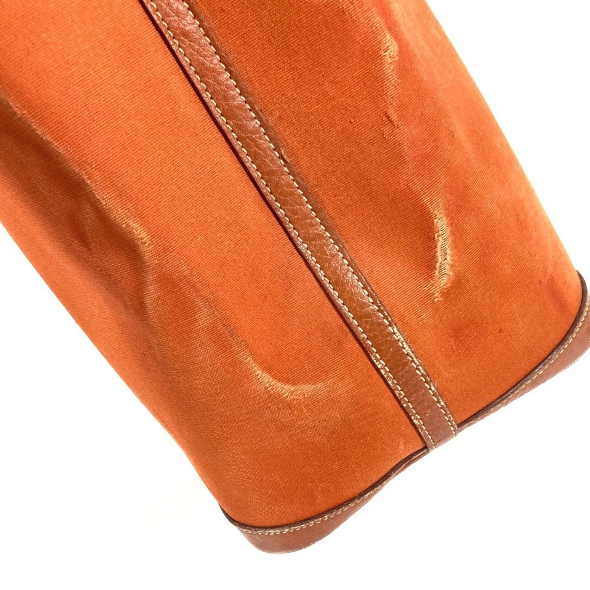 Hermes Orange Canvas Leather Handbag Shoulder Bag Tote Bag (Pre-Owned)