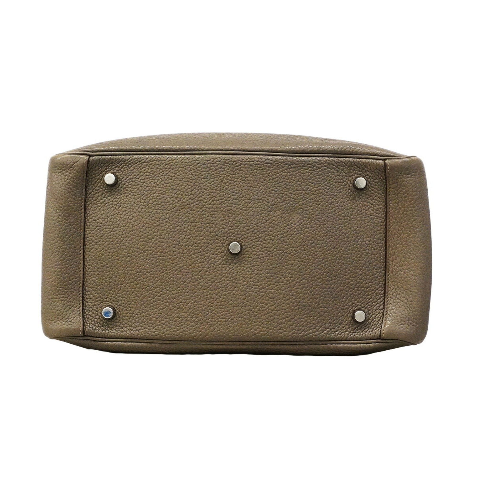 Hermes Etain Taurillon Clemence Leather Handbag (Pre-Owned)