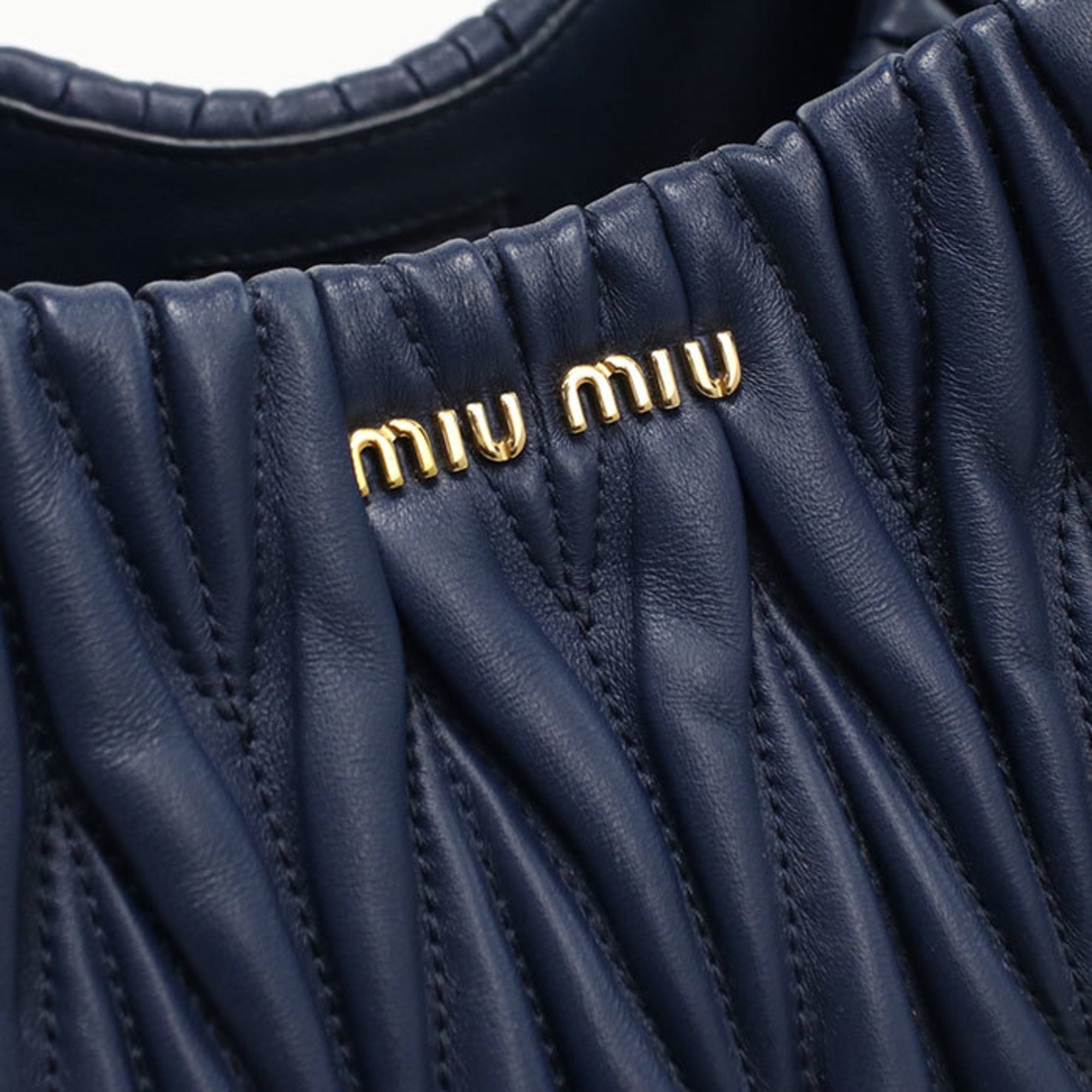 Miu Miu Matelasse Navy Leather Tote Bag (Pre-Owned)
