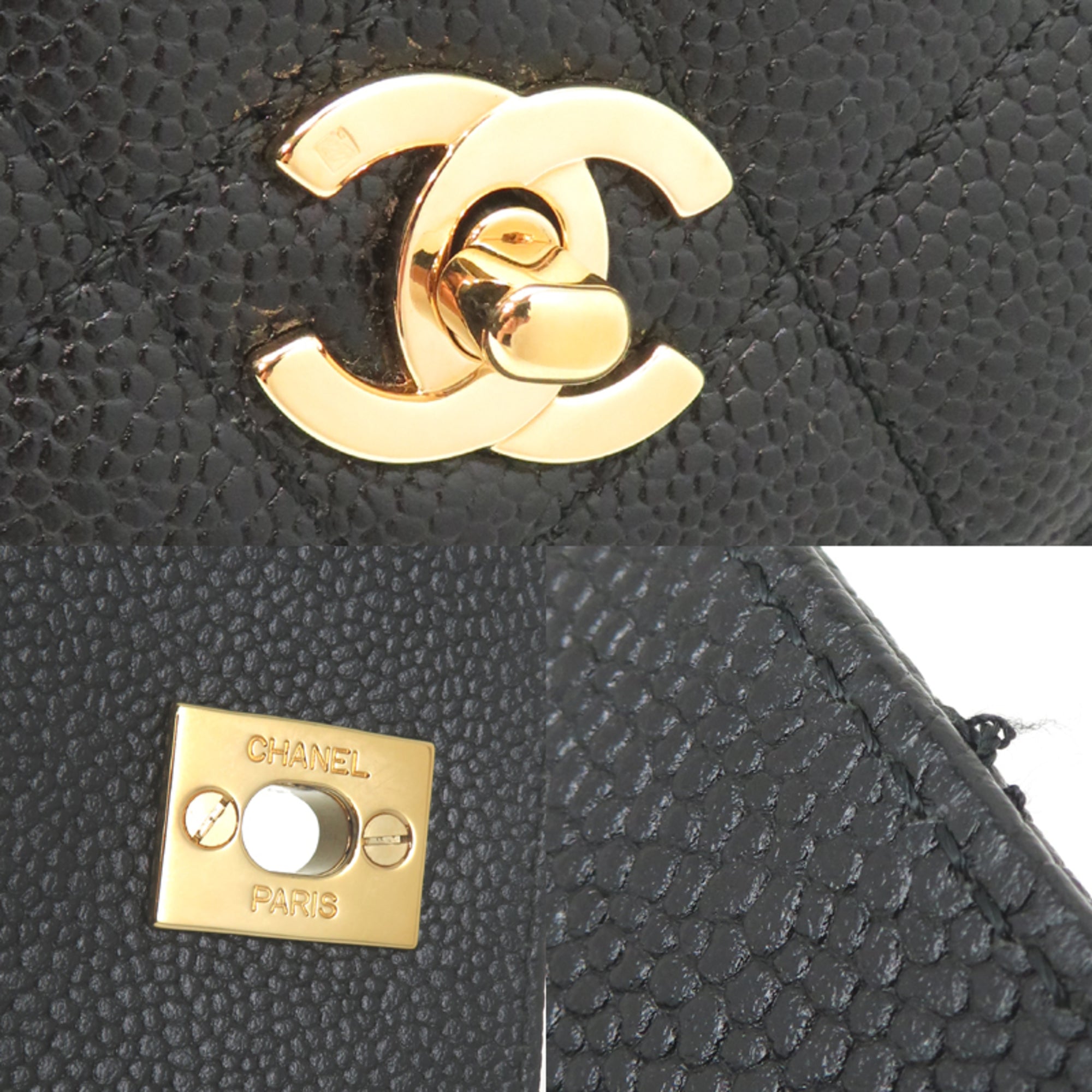 Chanel Black Grained Calfskin Handbag (Pre-Owned)