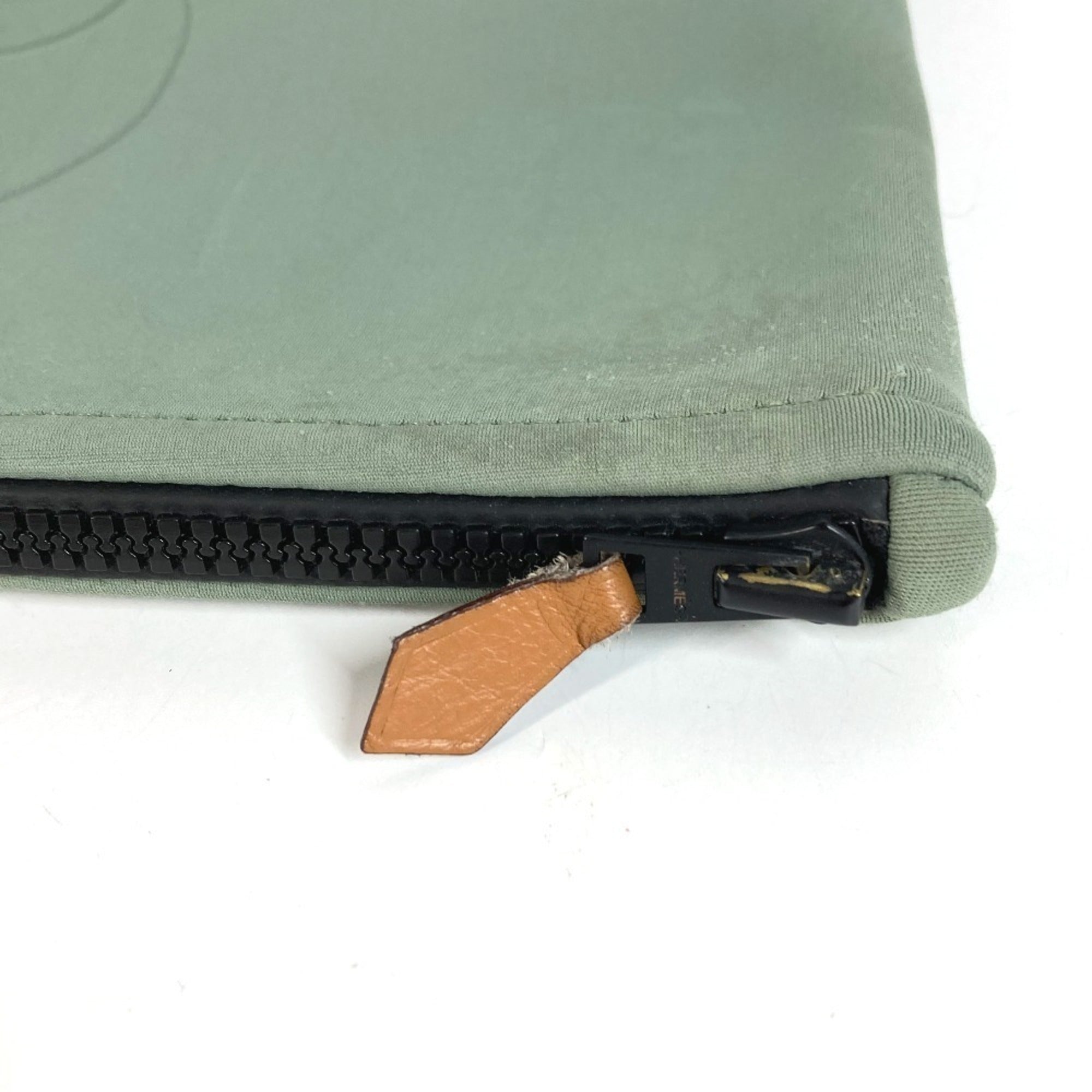 Hermes Khaki Polyamide Clutch Bag Handbag (Pre-Owned)