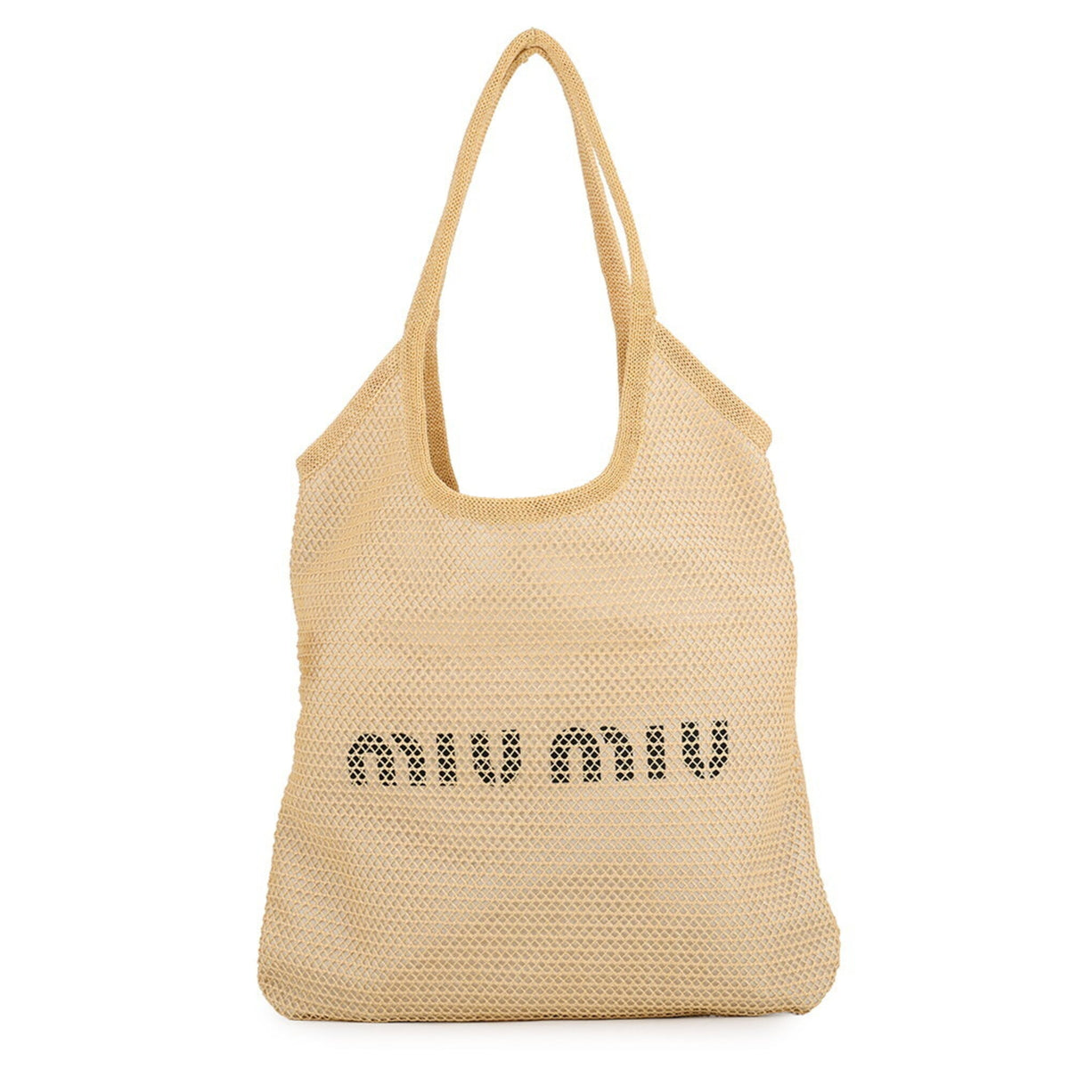 Miu Miu Beige Raffia Linen Handbag Pouch Tote Bag (Pre-Owned)