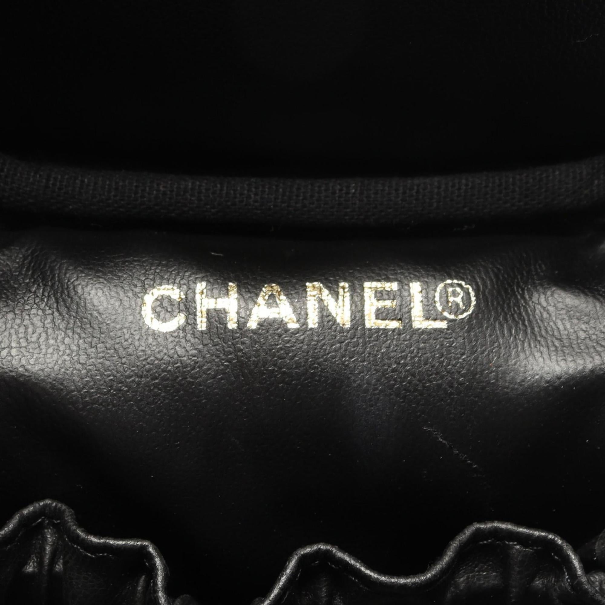 Chanel Black Leather Handbag Vanity Bag (Pre-Owned)
