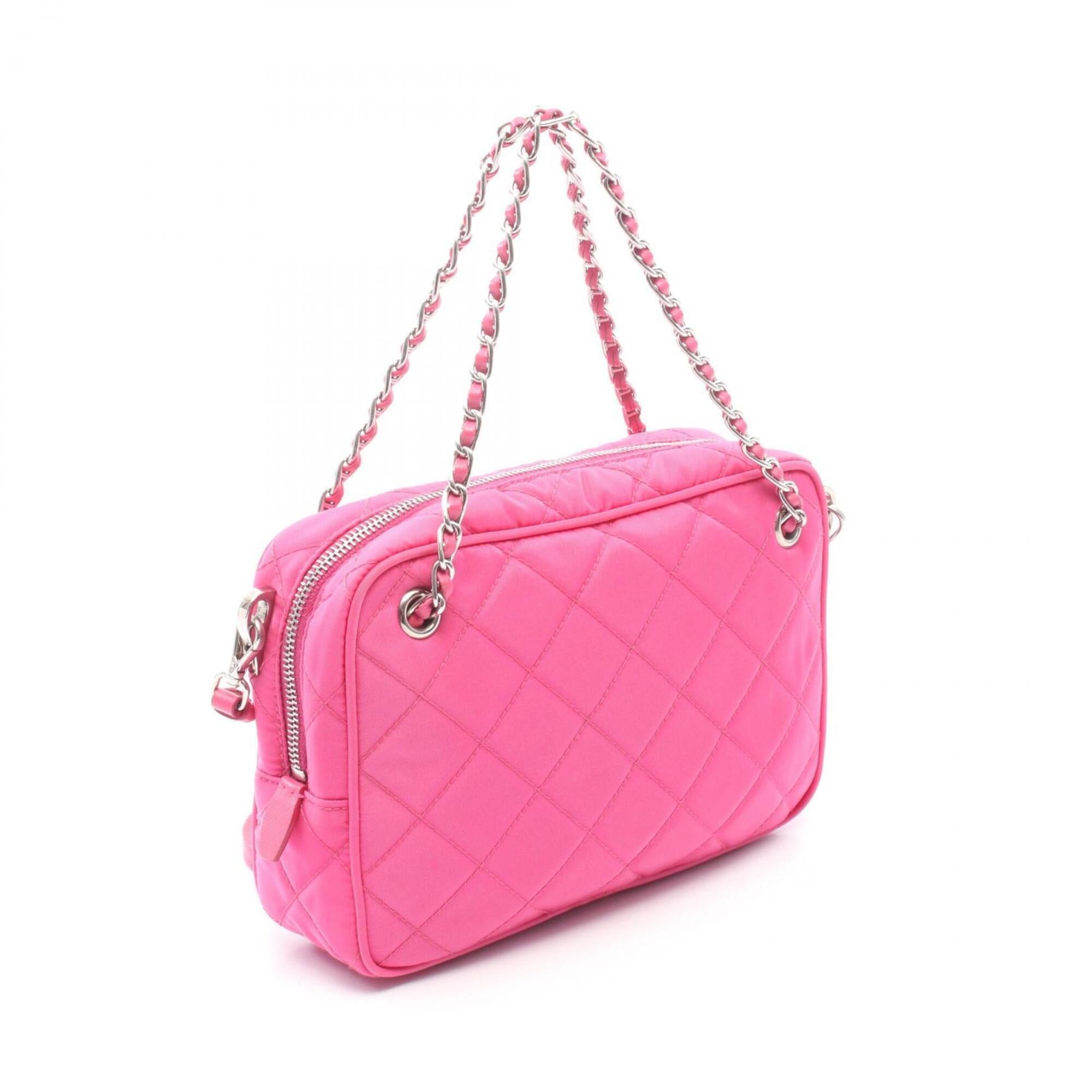 Prada Pink Nylon Leather Handbag (Pre-Owned)
