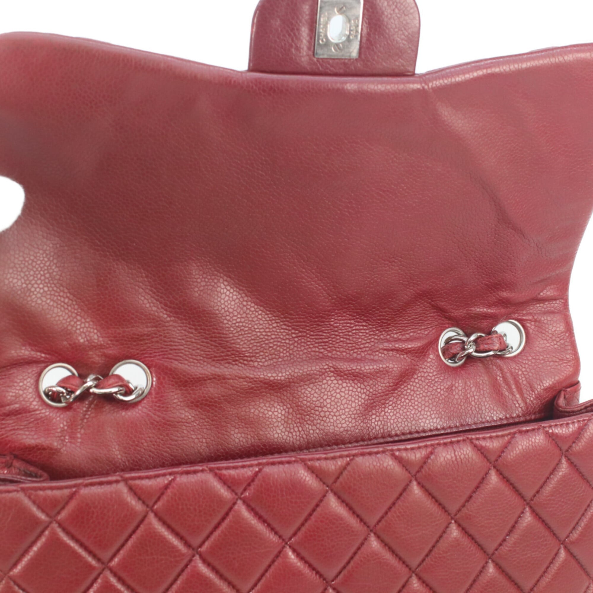 Chanel Red Color Grained Calfskin Tote Bag (Pre-Owned)
