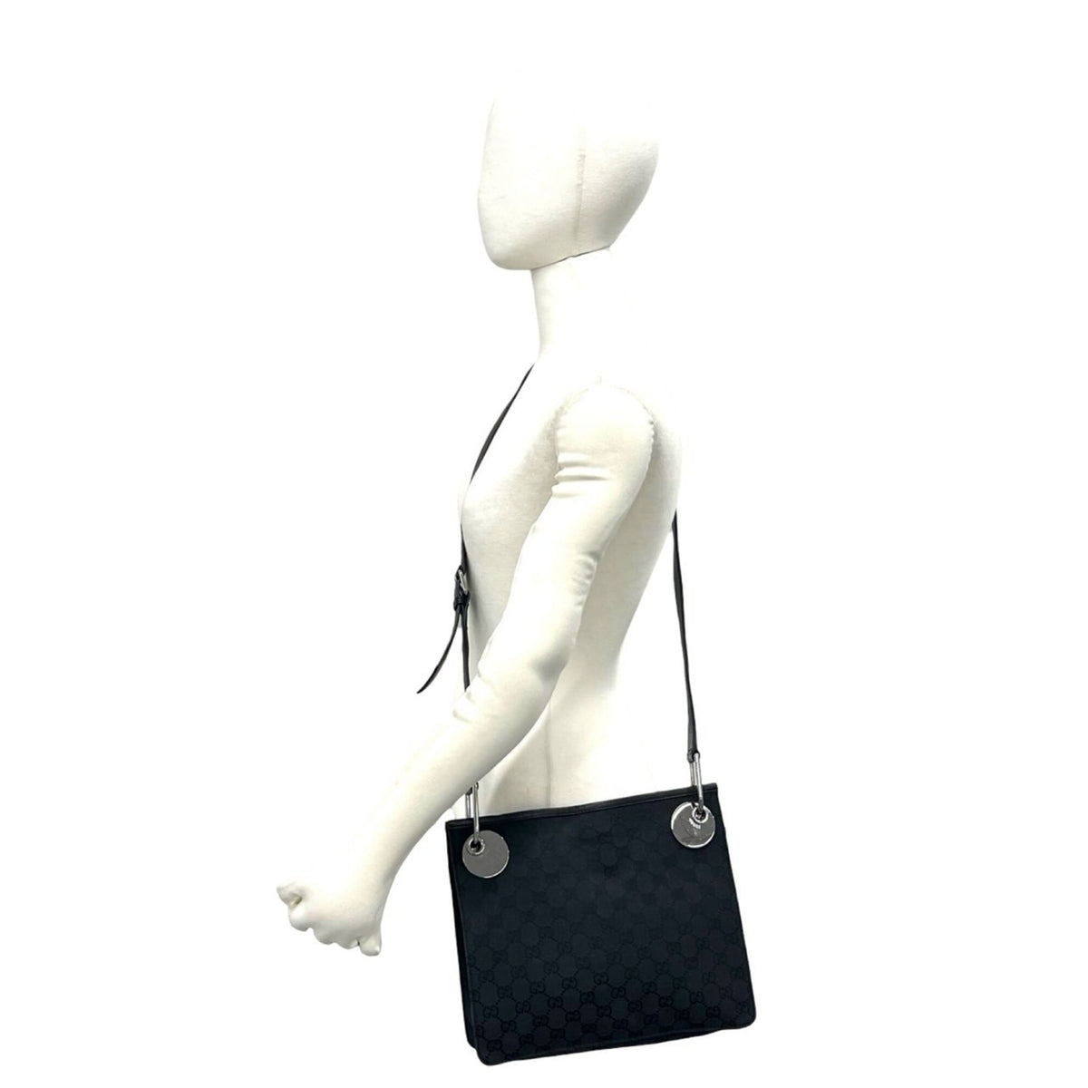 Gucci Black Canvas Leather Shoulder Bag (Pre-Owned)