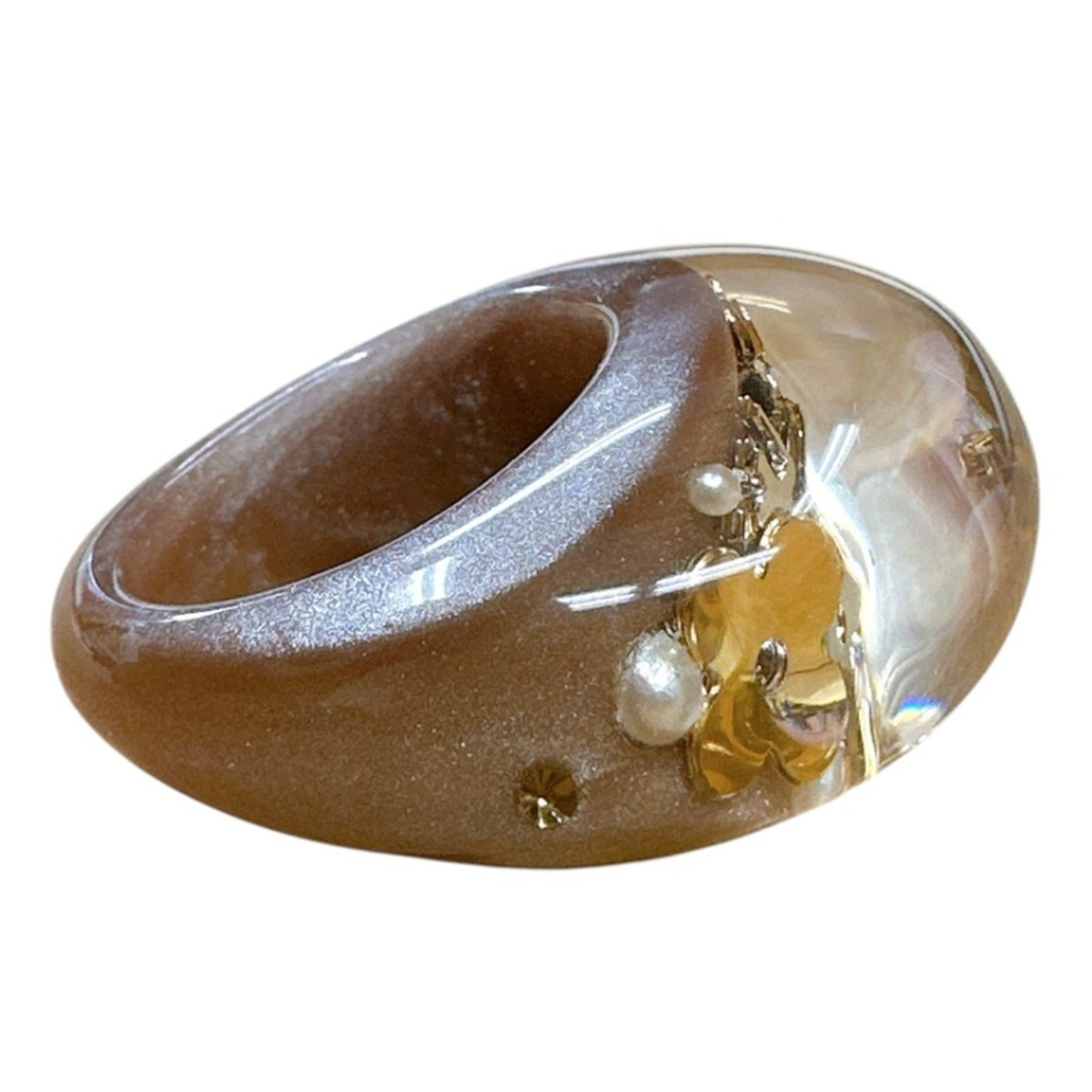 Louis Vuitton Gold Brown Band Ring (Pre-Owned)