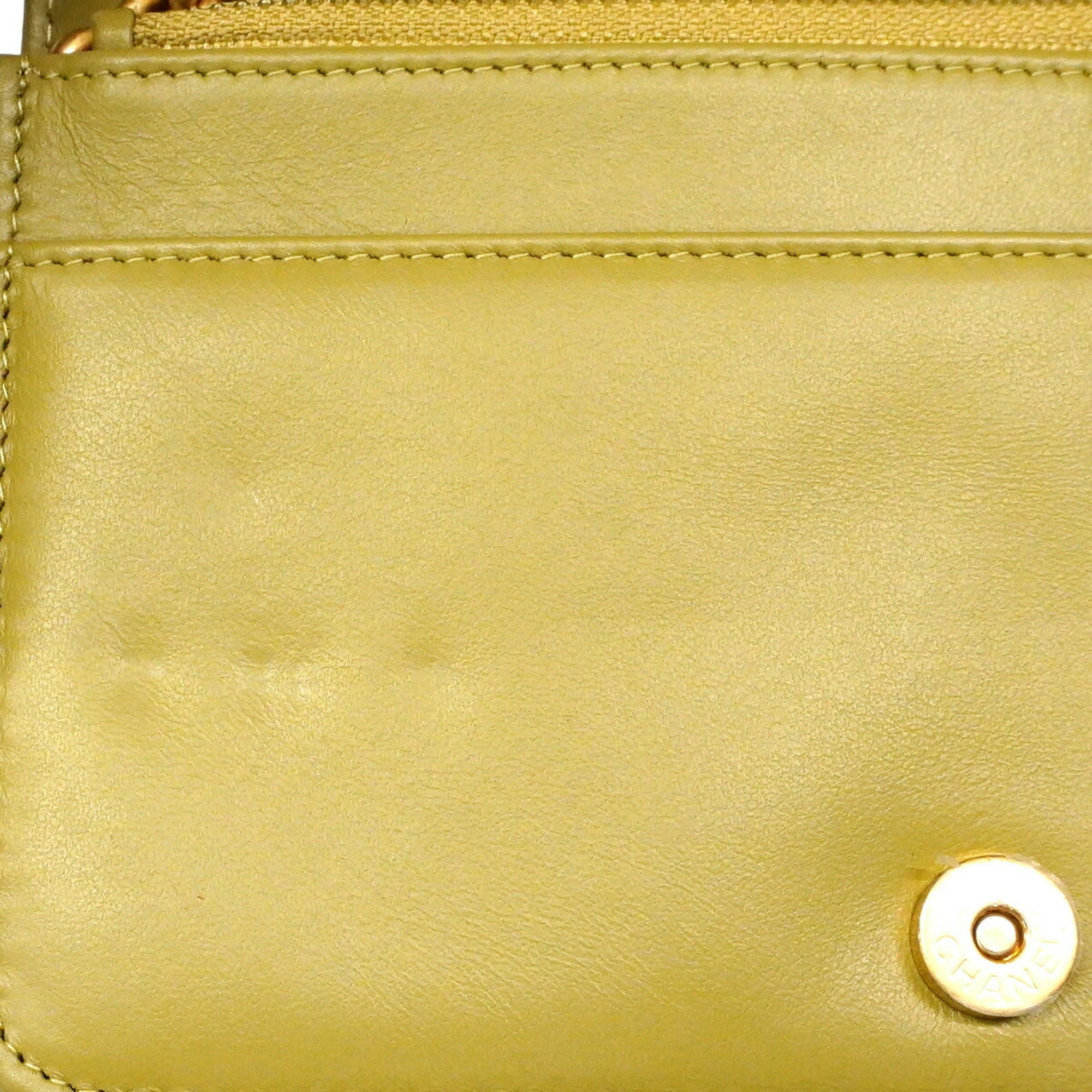 Chanel Khaki Grained Calfskin Chain/Shoulder Wallet (Pre-Owned)