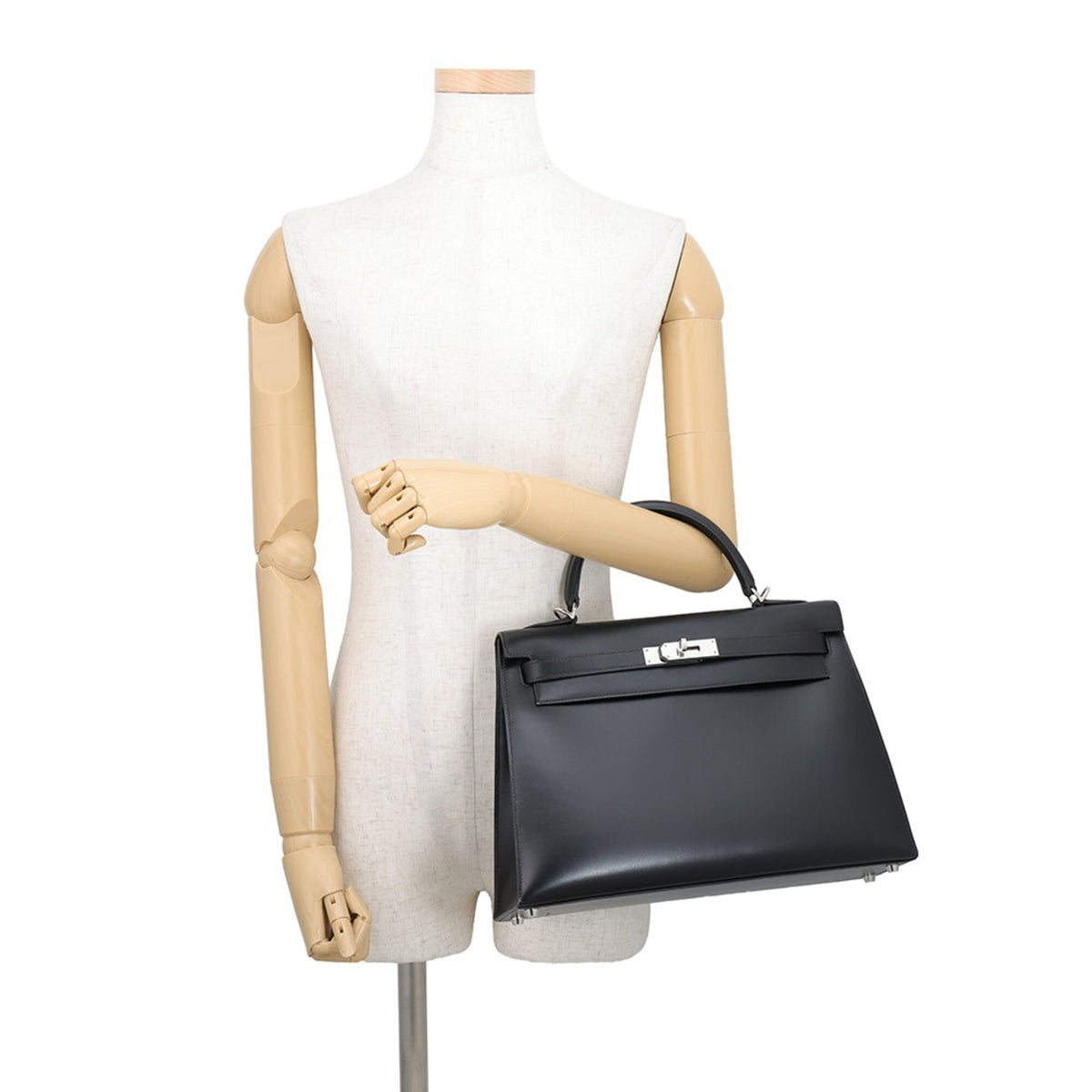 Hermes Kelly Black Box Calf Leather Handbag (Pre-Owned)
