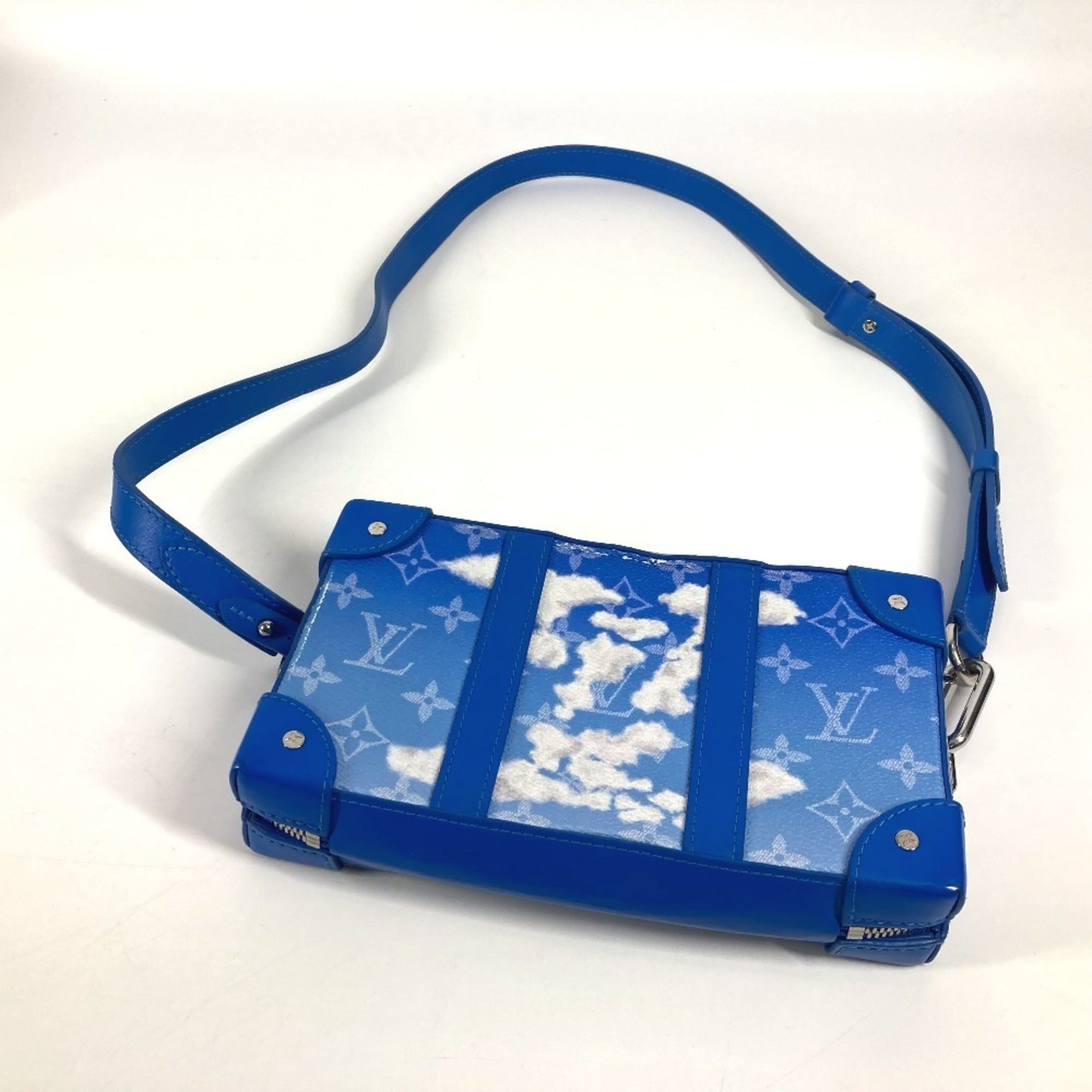 Louis Vuitton Blue White Monogram Clutch Bag Pochette Shoulder Bag (Pre-Owned)