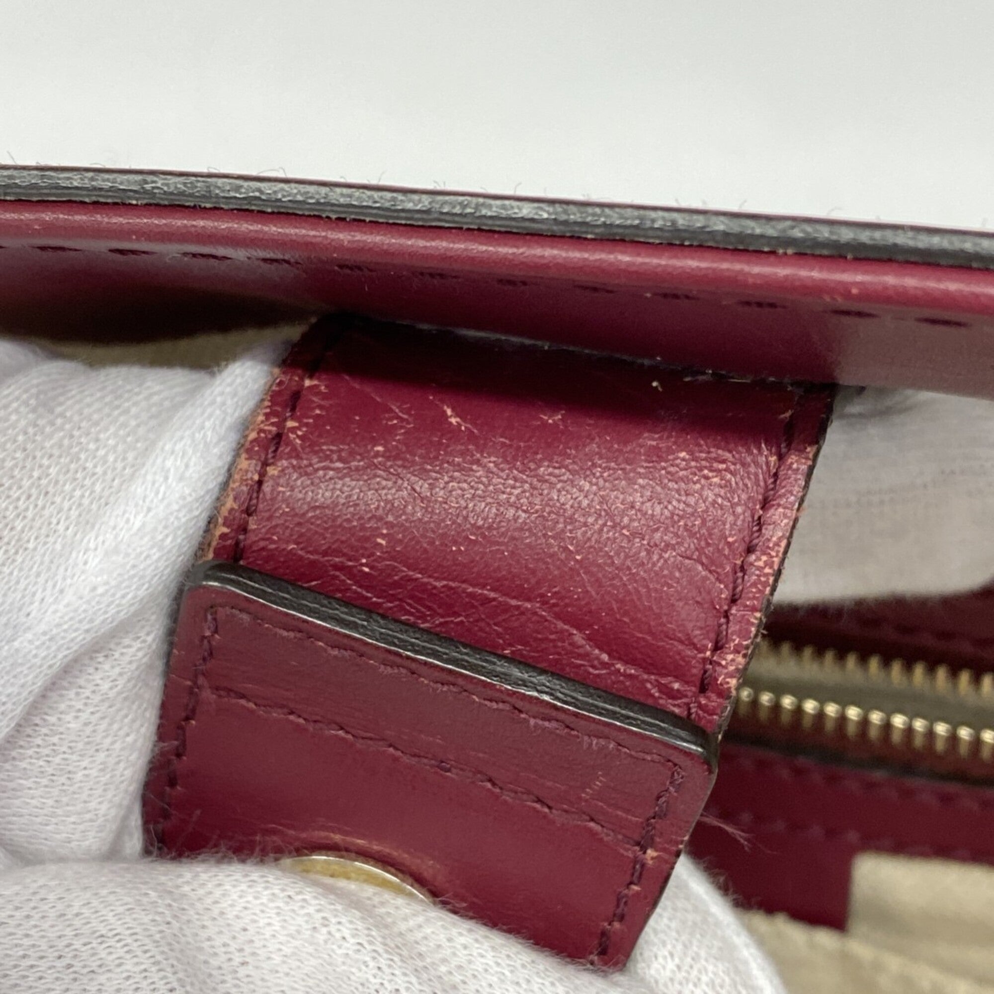 Gucci Bordeaux Brown Canvas Tote Bag (Pre-Owned)