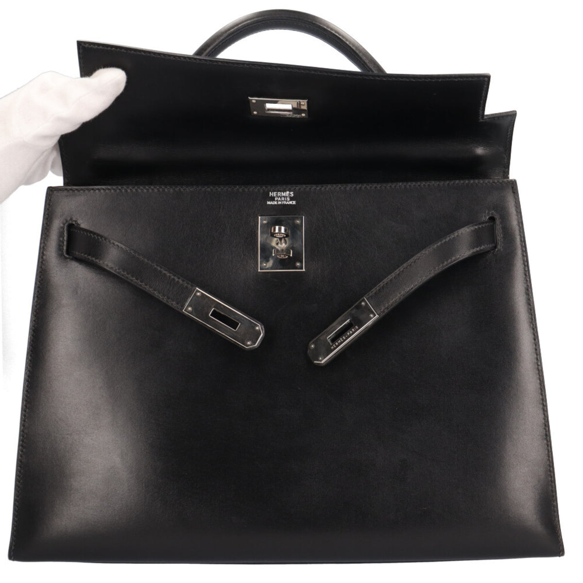 Hermes Black Box Calf Leather Shoulder Bag (Pre-Owned)