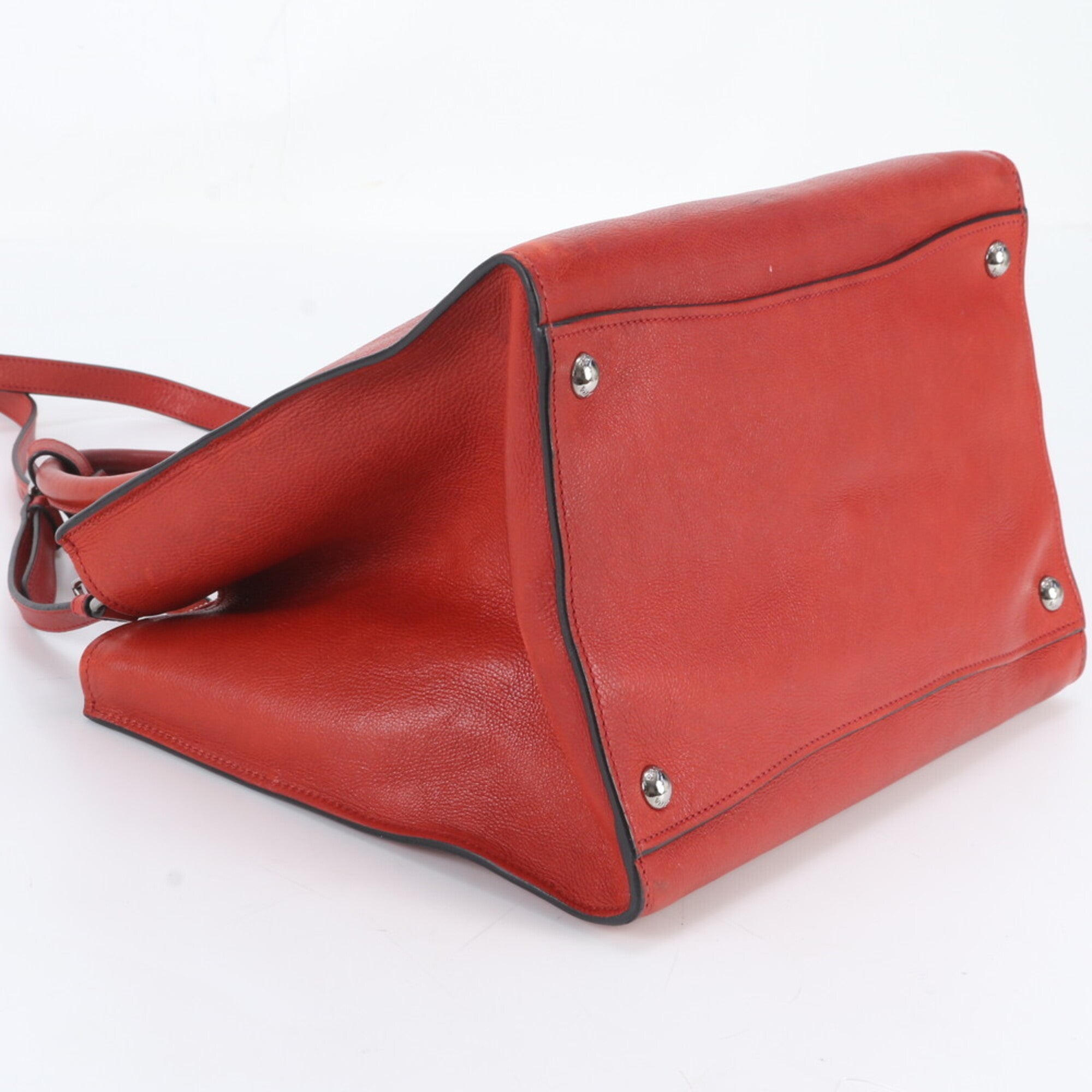Prada Red Color Leather Shoulder Bag (Pre-Owned)