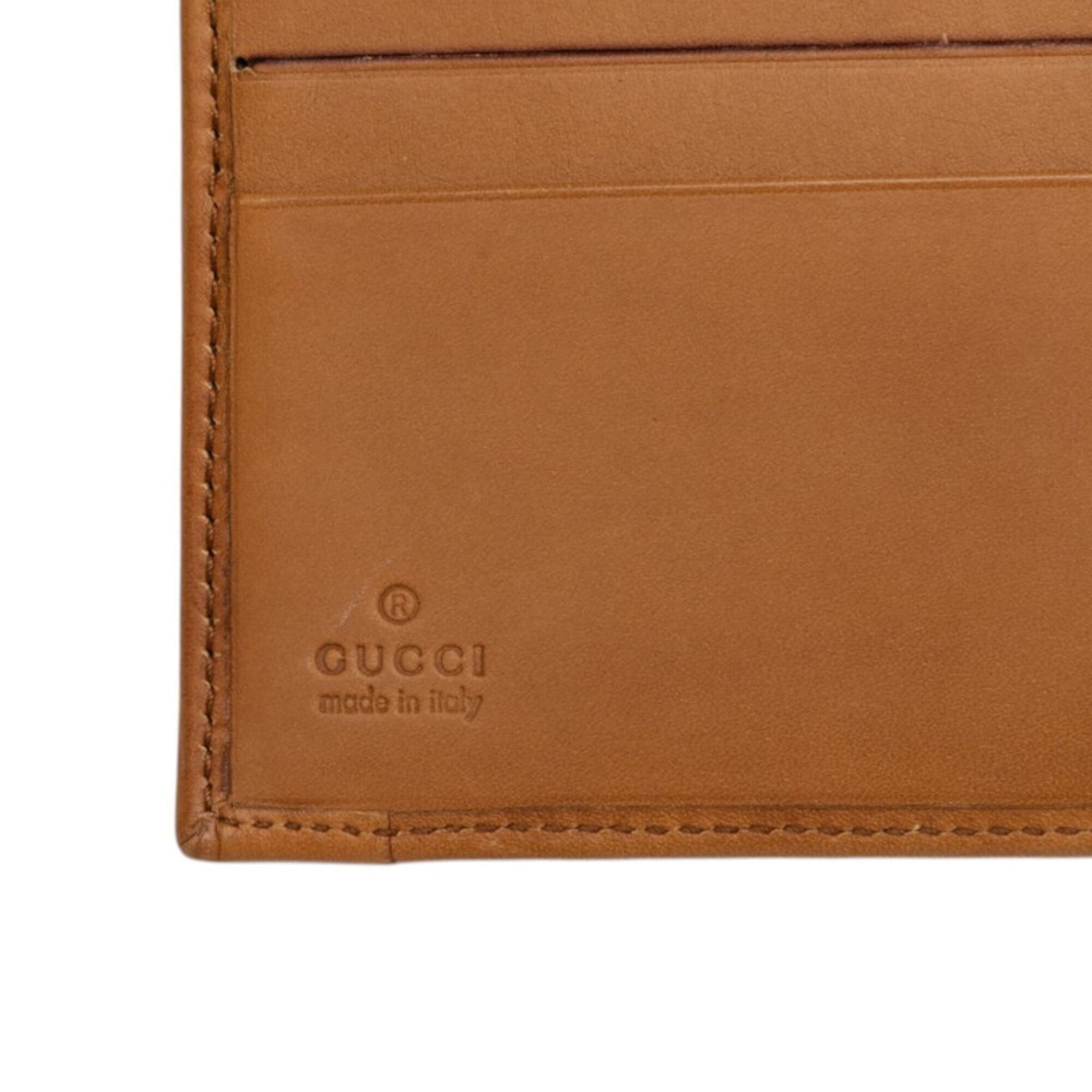 Gucci Beige Brown Leather Canvas Wallet (Bi-Fold) (Pre-Owned)