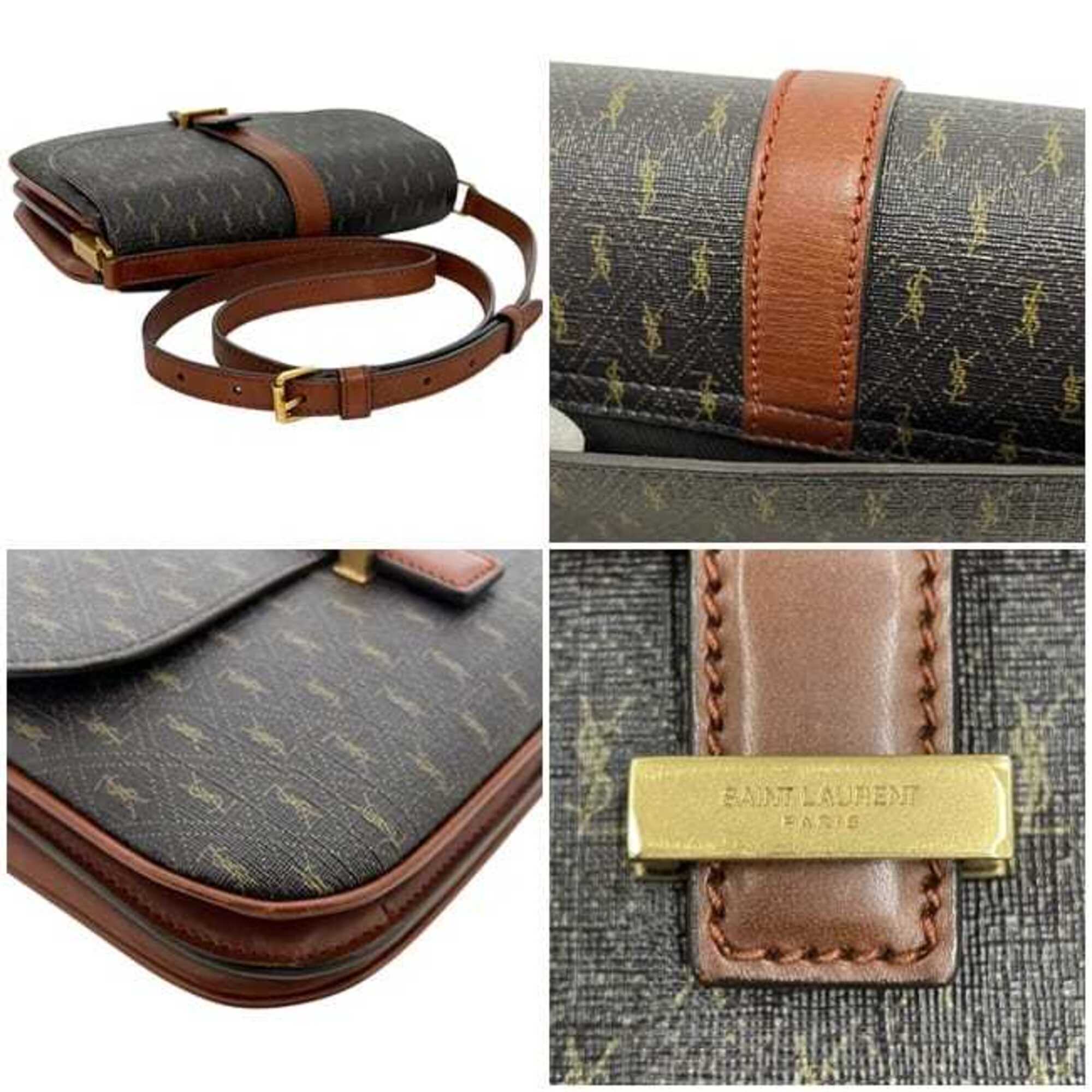 Saint Laurent Brown Dark Brown Pvc Leather Shoulder Bag (Pre-Owned)
