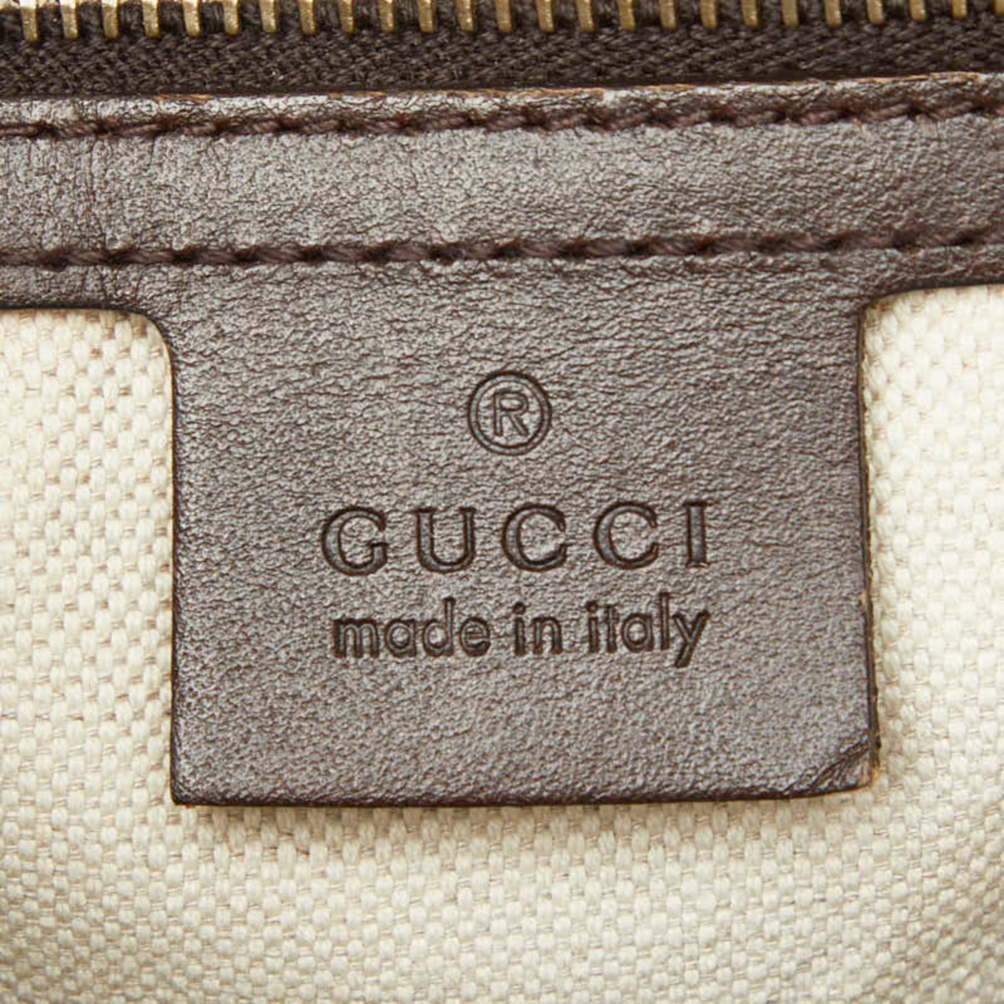 Gucci Beige Brown Canvas Leather Handbag Shoulder Bag (Pre-Owned)