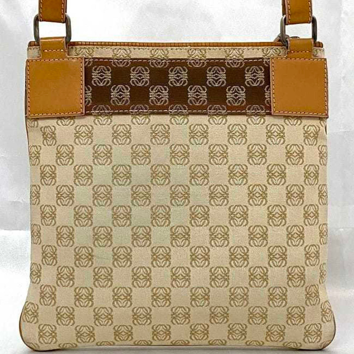 Loewe Beige Orange Canvas Leather Shoulder Bag (Pre-Owned)