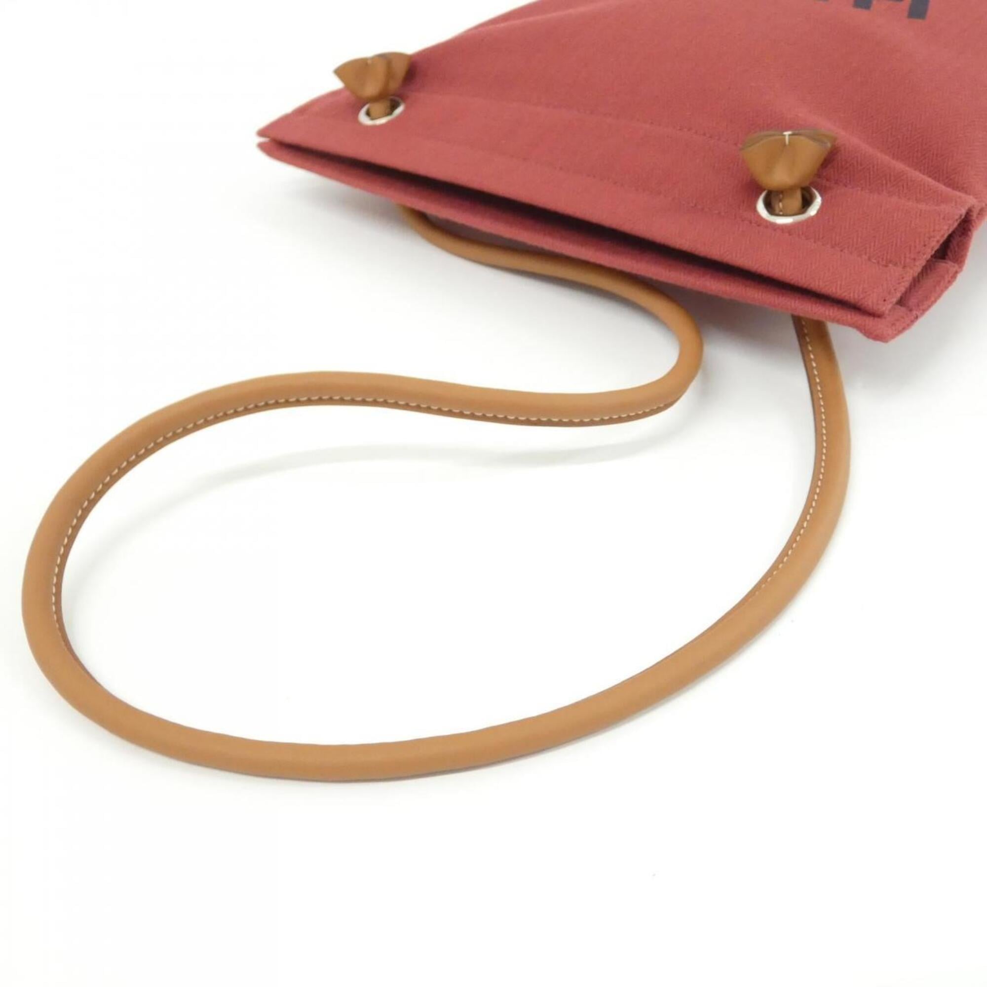 Hermes Gold Rouge H Toile Chevron Swift Leather Shoulder Bag (Pre-Owned)