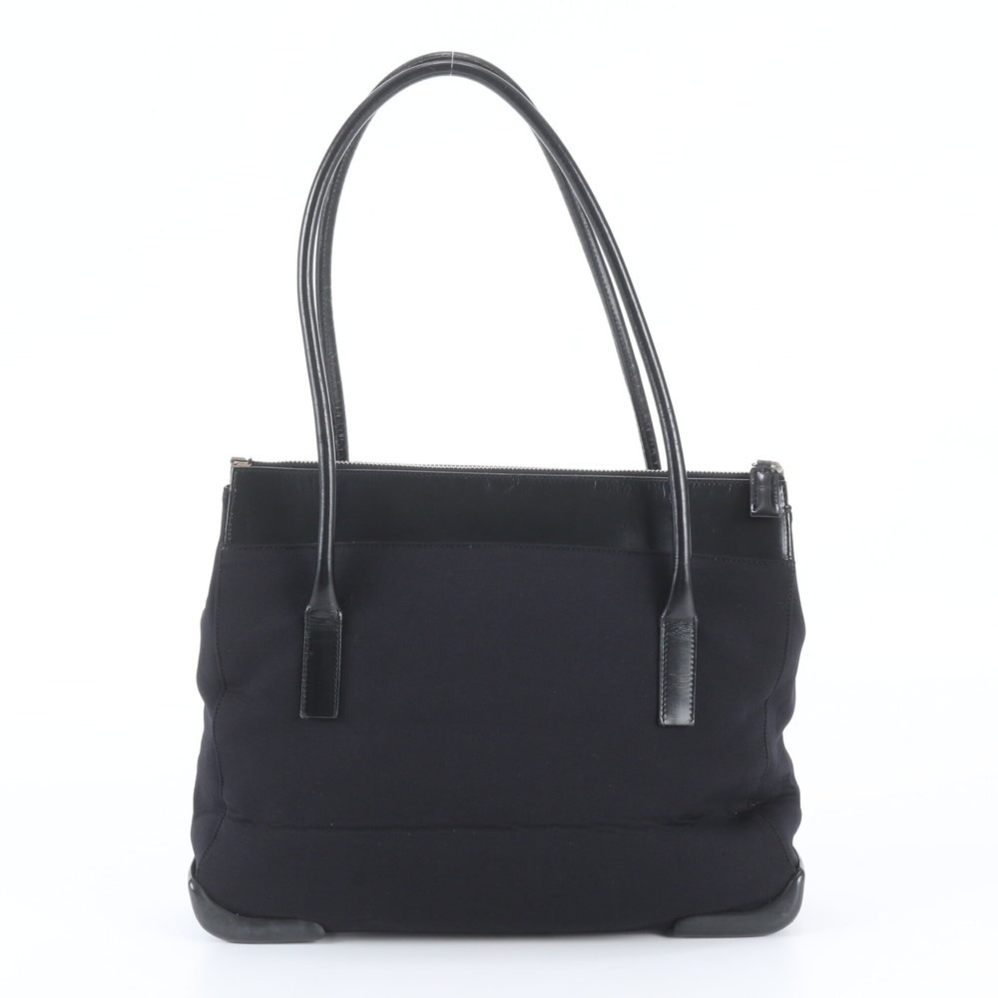 Prada Black Leather Nylon Handbag Shoulder Bag Tote Bag (Pre-Owned)