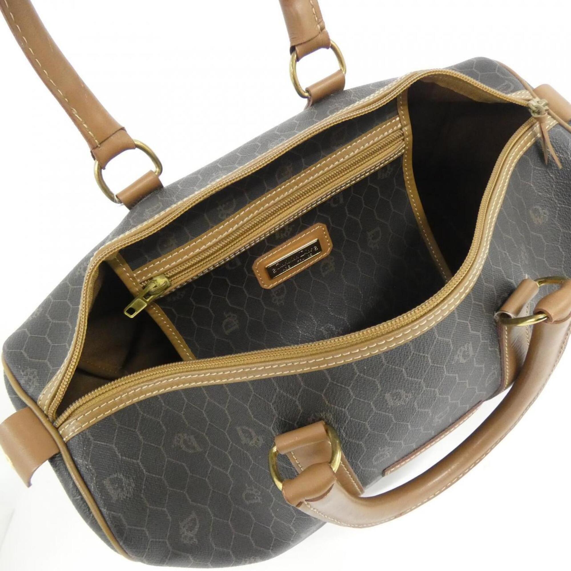 Christian Dior Brown Coated Canvas Boston Bag (Pre-Owned)