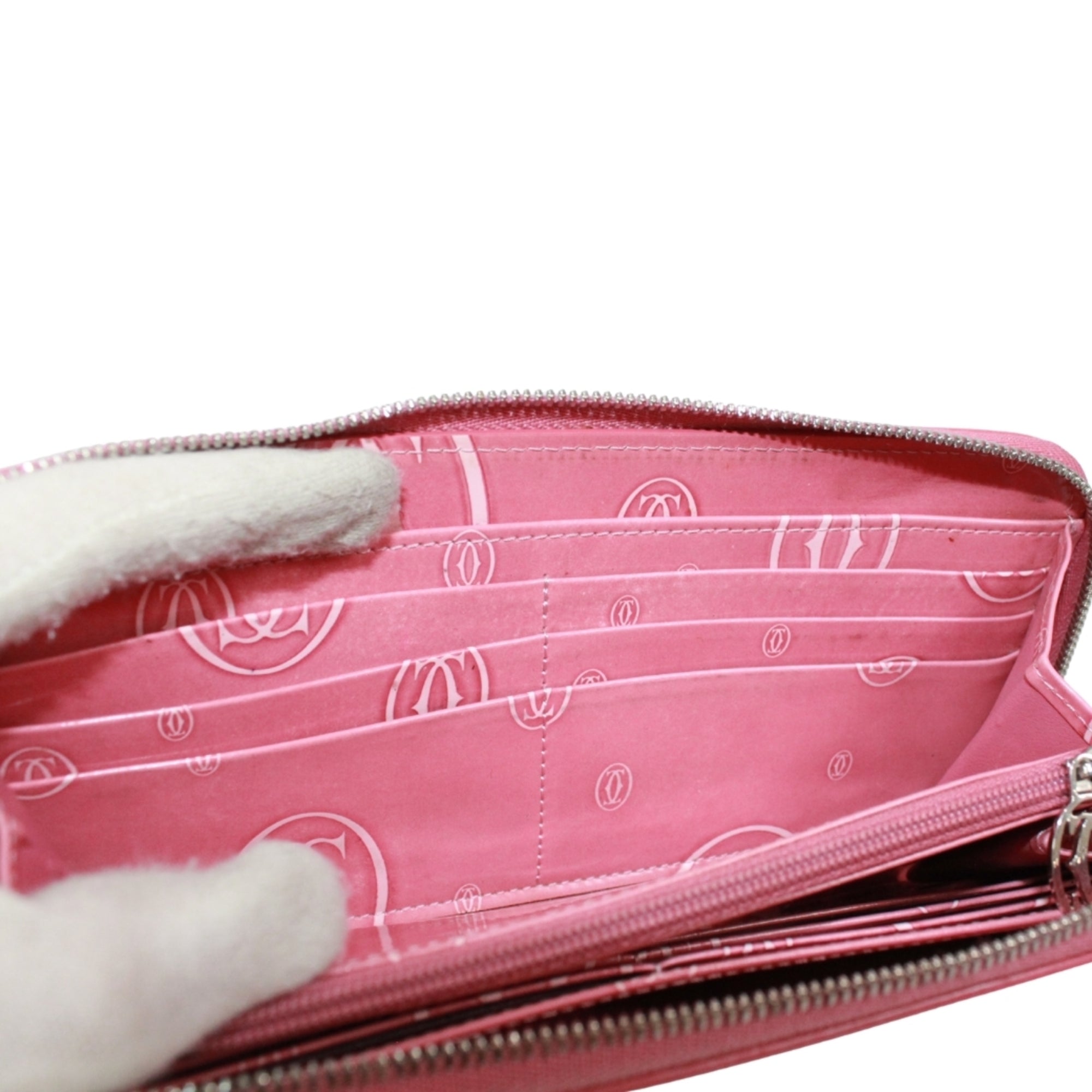 Cartier Pink Leather Long Wallet (Bi-Fold) (Pre-Owned)