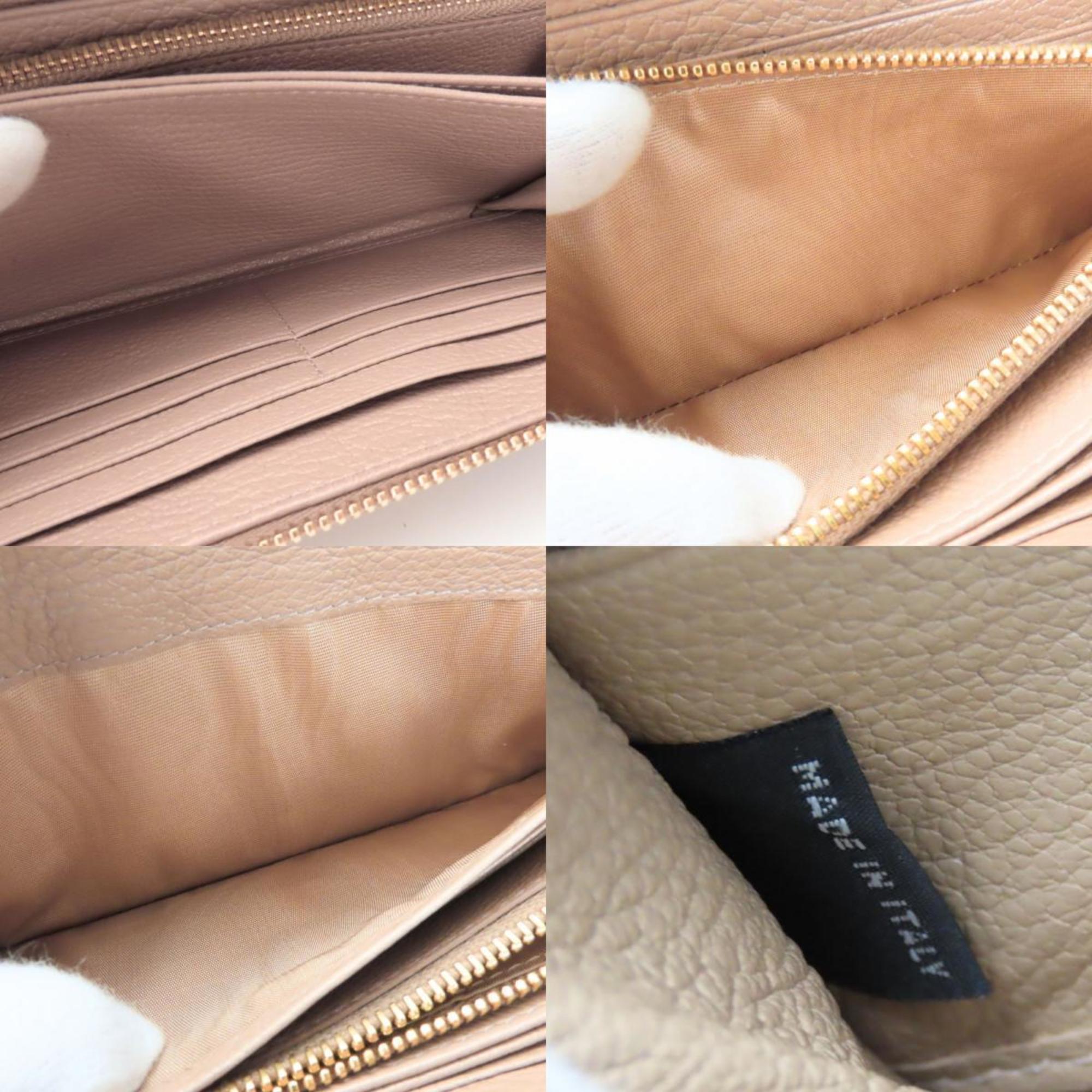 Miu Miu Pink Beige Leather Long Wallet (Bi-Fold) (Pre-Owned)