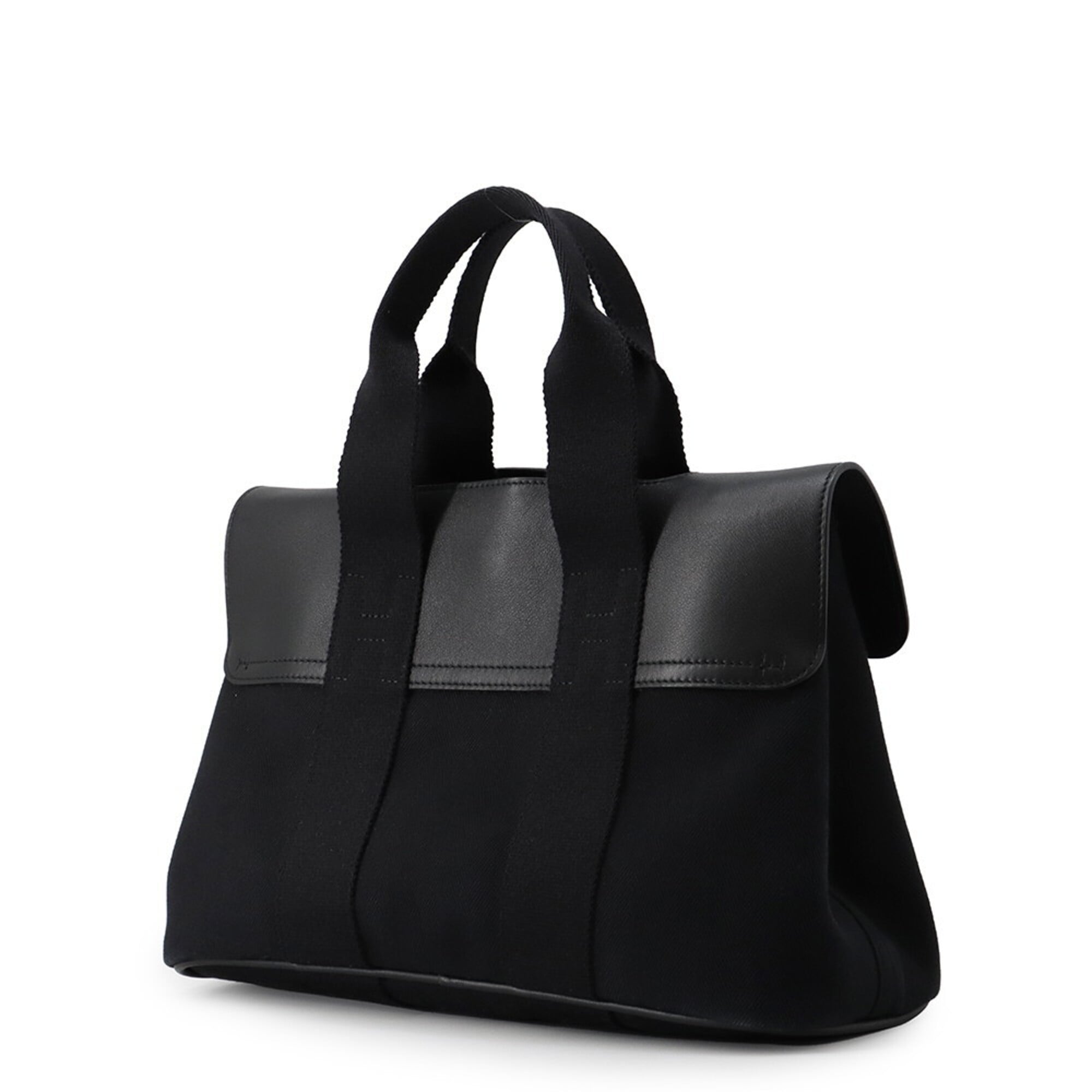 Hermes Black Toile Chevron Leather Handbag (Pre-Owned)