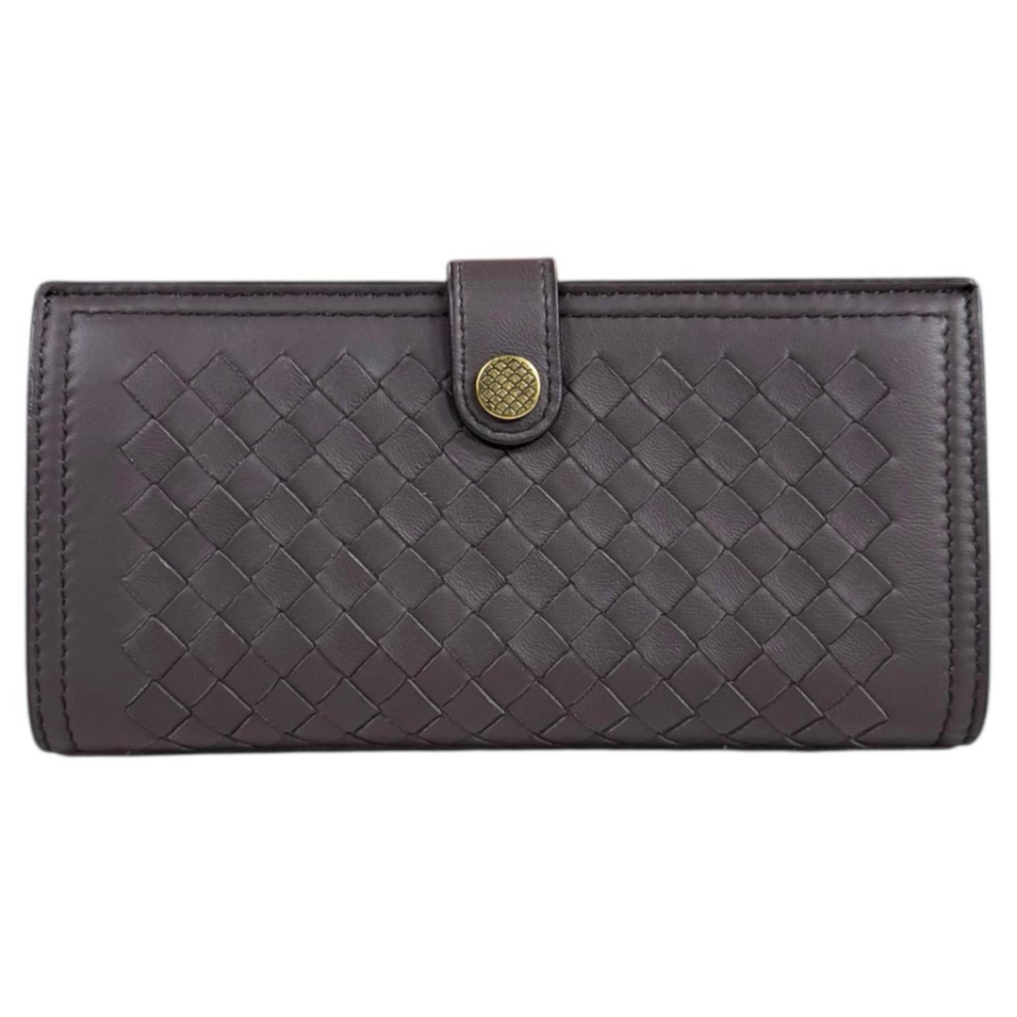 Bottega Veneta Brown Leather Long Wallet (Tri-Fold) (Pre-Owned)