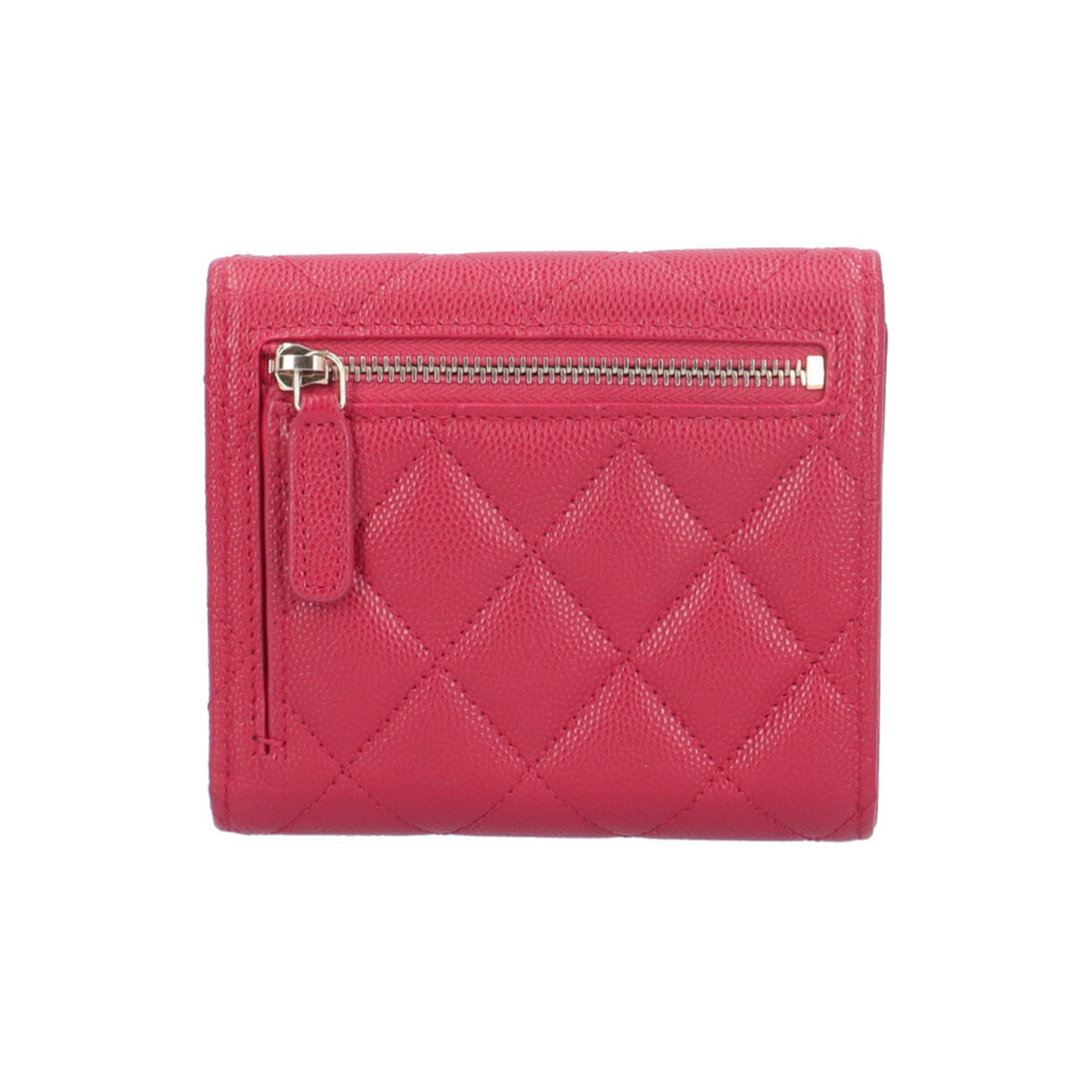 Chanel Matelasse Red Color Grained Calfskin Wallet (Tri-Fold) (Pre-Owned)