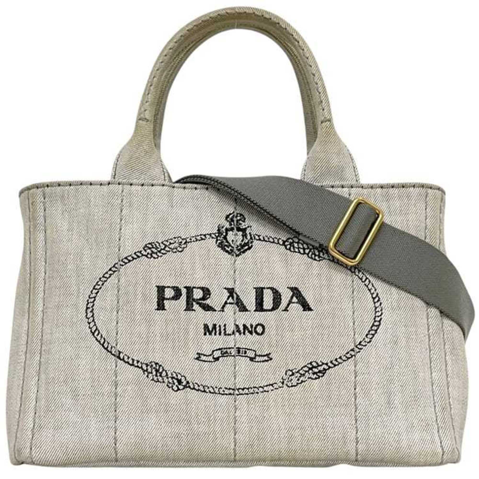 Prada Canapa Gray Canapa Handbag Tote Bag (Pre-Owned)
