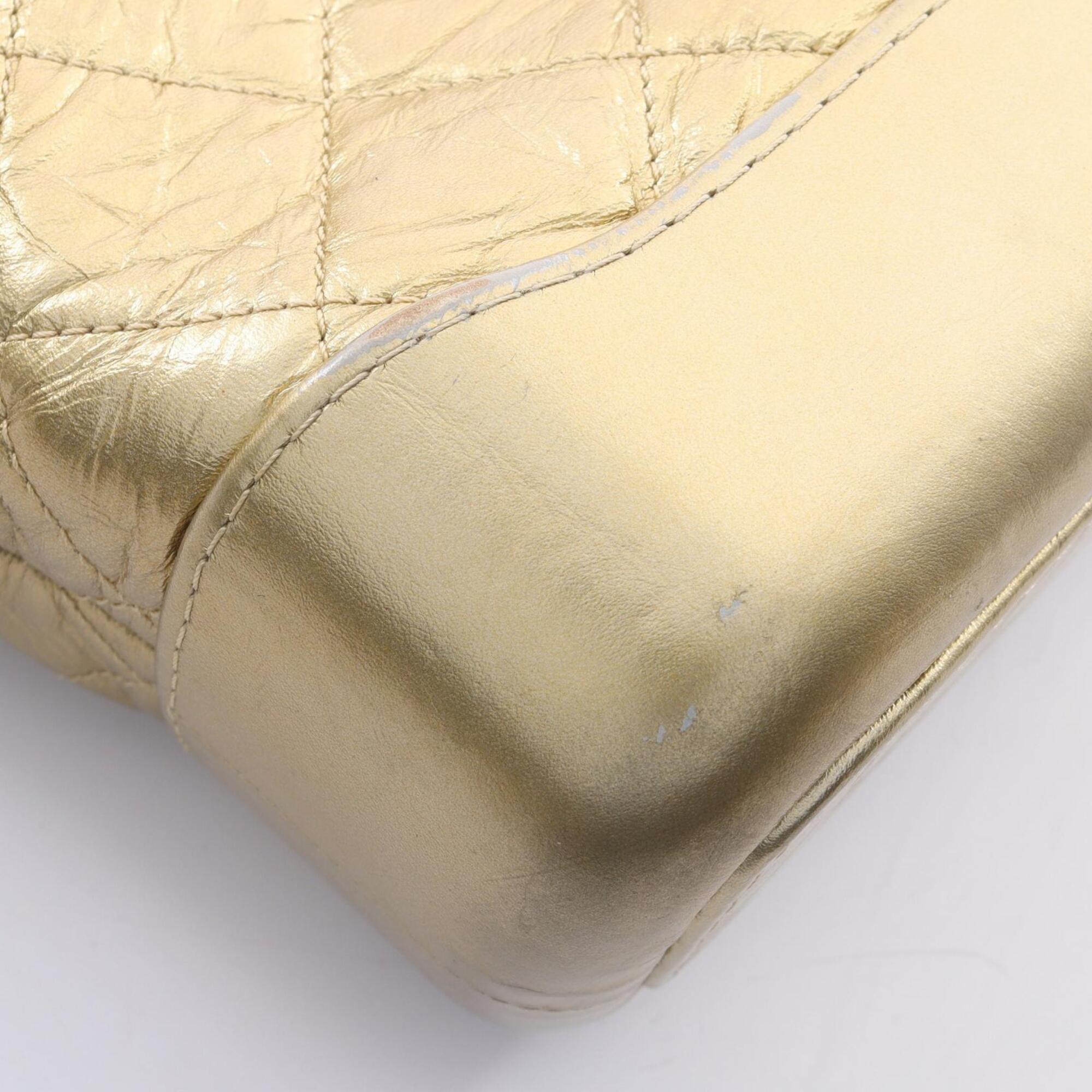 Chanel Gold Leather Handbag Shoulder Bag (Pre-Owned)