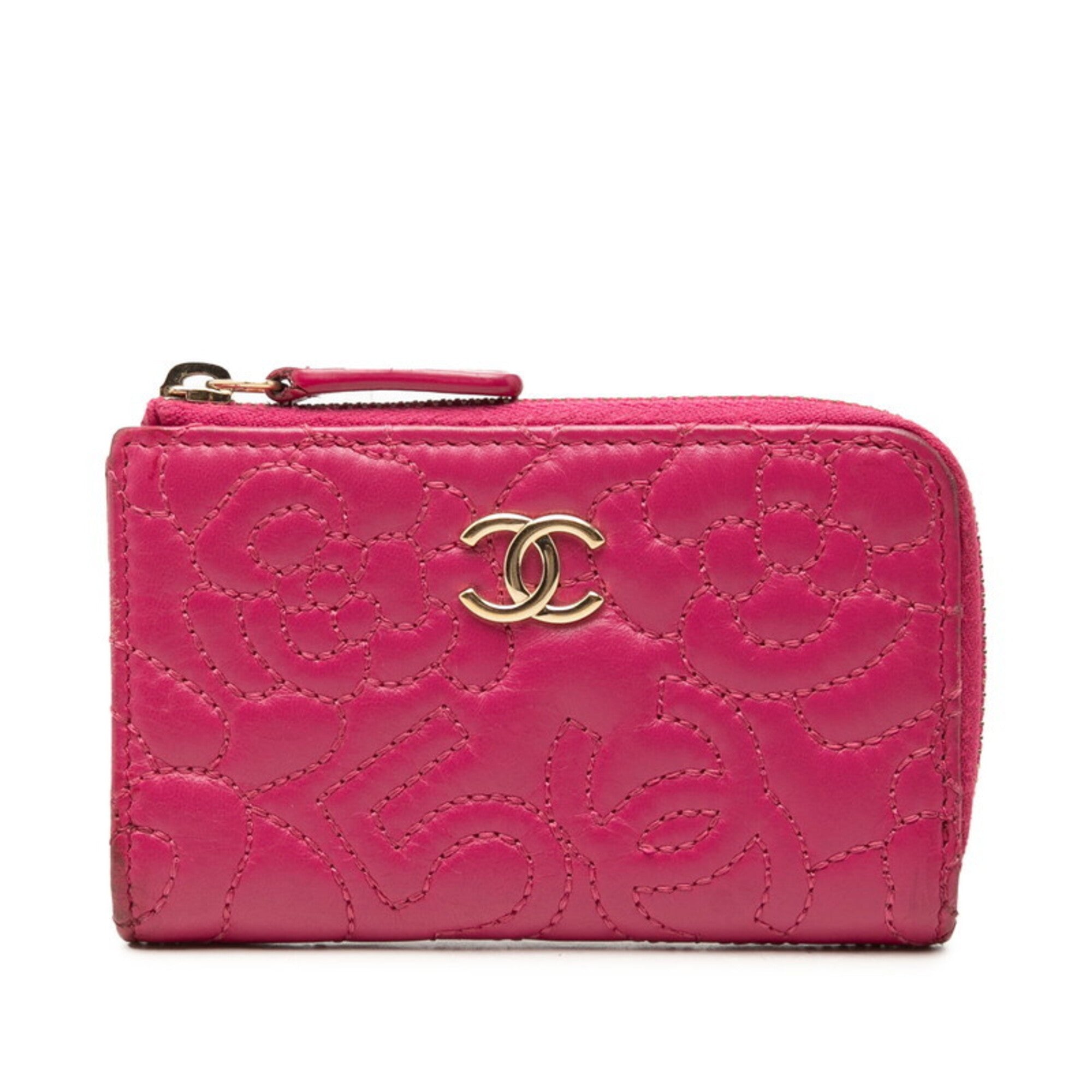 Chanel Pink Leather Coin Purse/Coin Case (Pre-Owned)