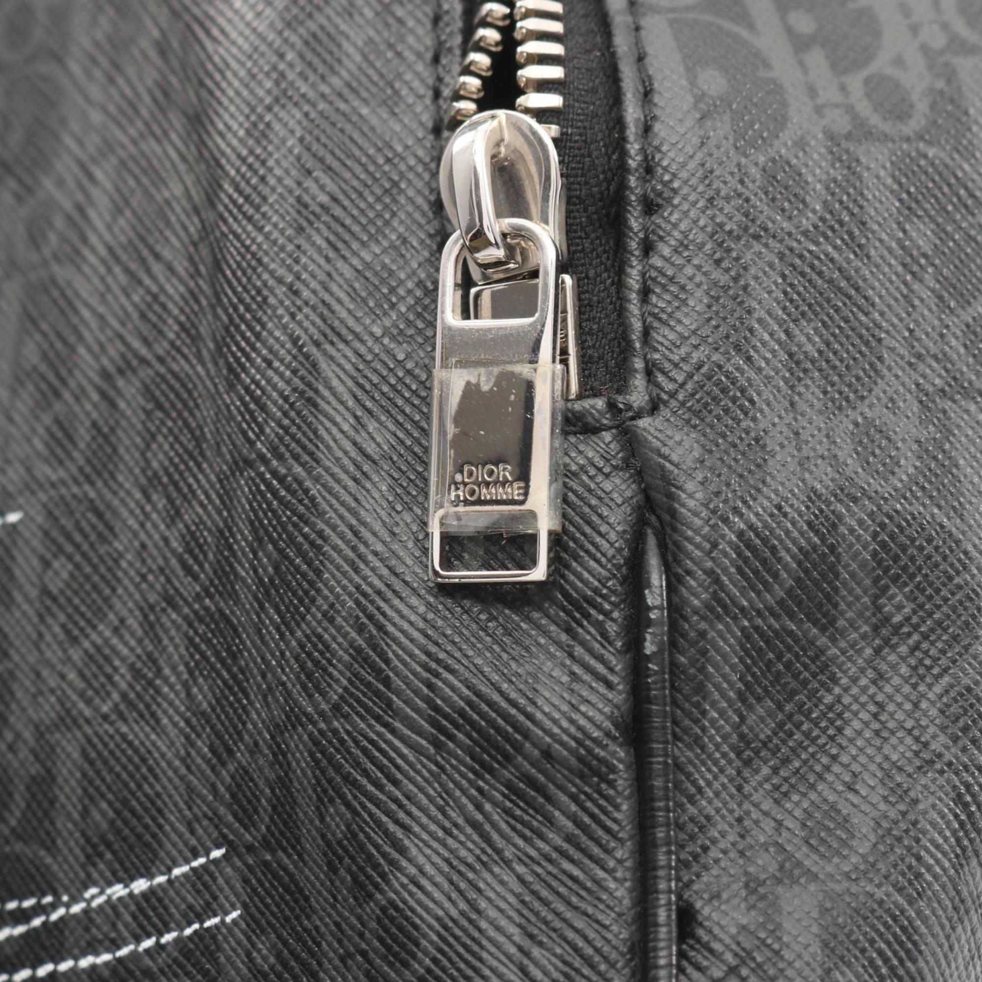 Christian Dior Black Gray White Coated Canvas Leather Fanny Pack Sling Bag (Pre-Owned)