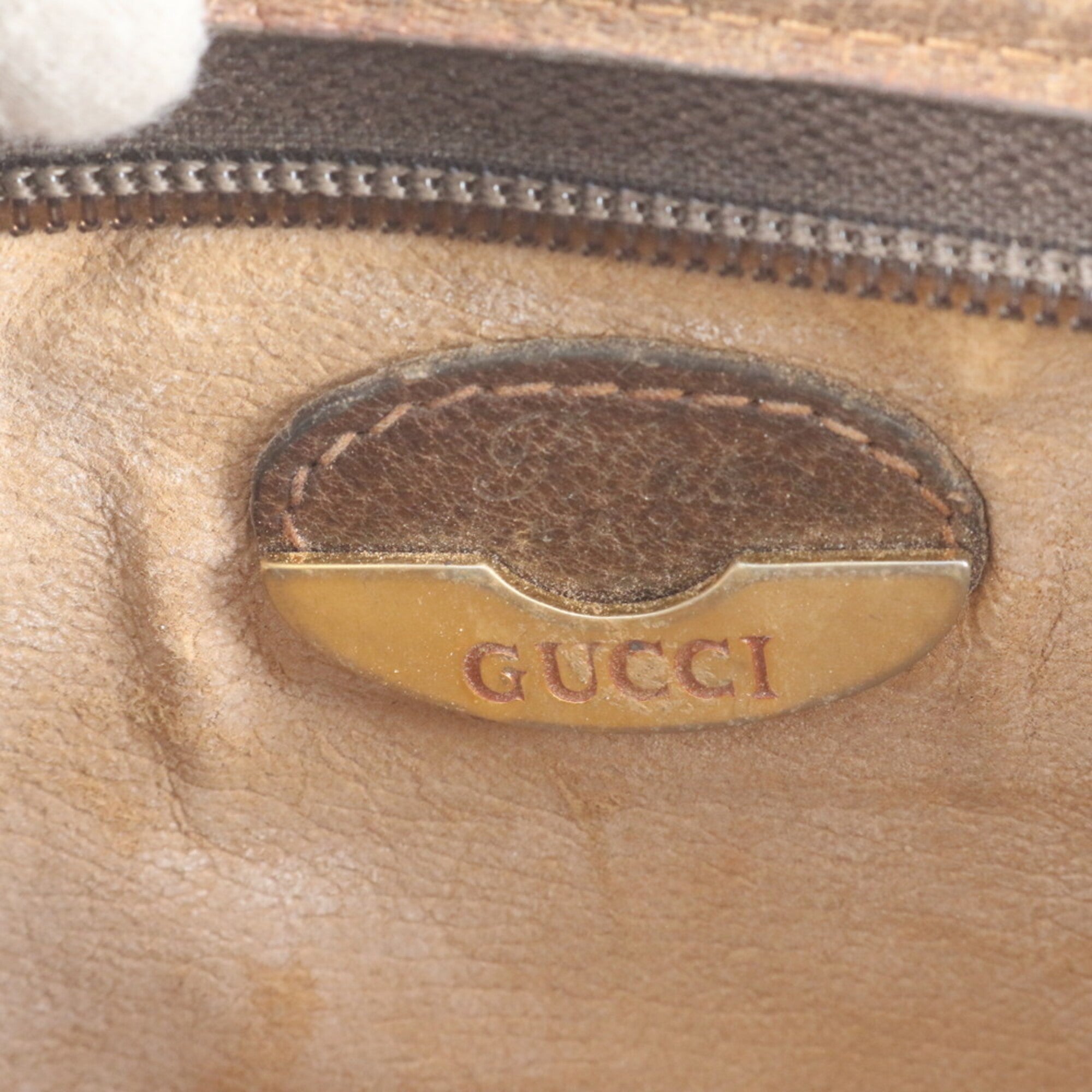 Gucci Brown Leather Coated Canvas Clutch Bag Pouch (Pre-Owned)