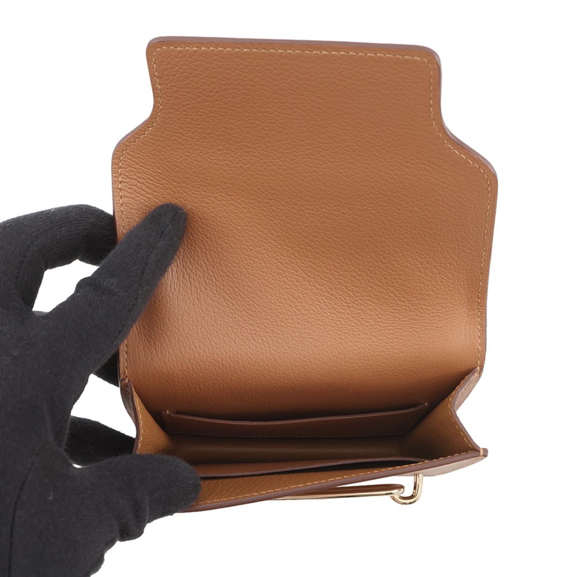 Hermes Beige Vert Coin Purse/Coin Case (Pre-Owned)