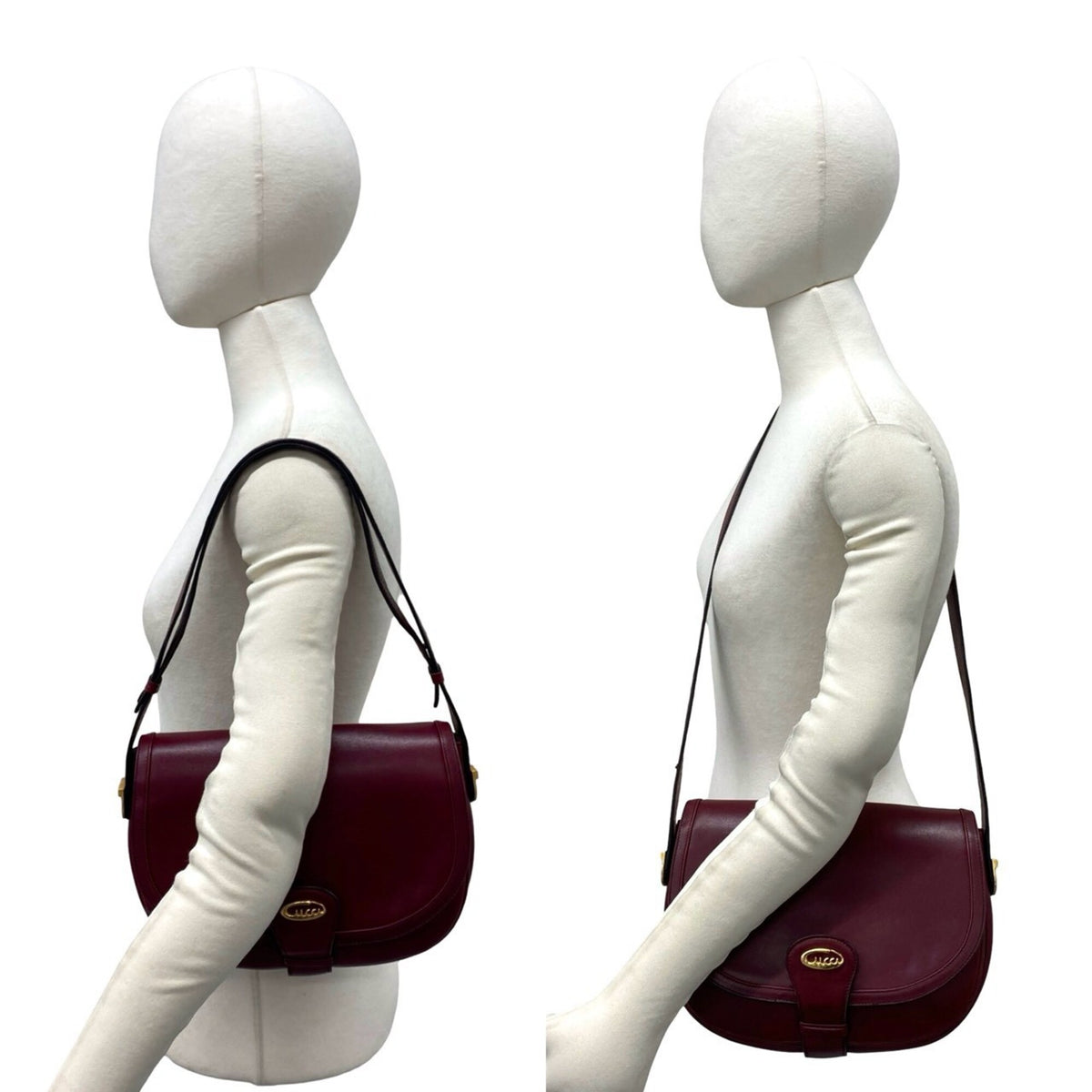 Gucci Red Color Wine Leather Pochette Shoulder Bag (Pre-Owned)