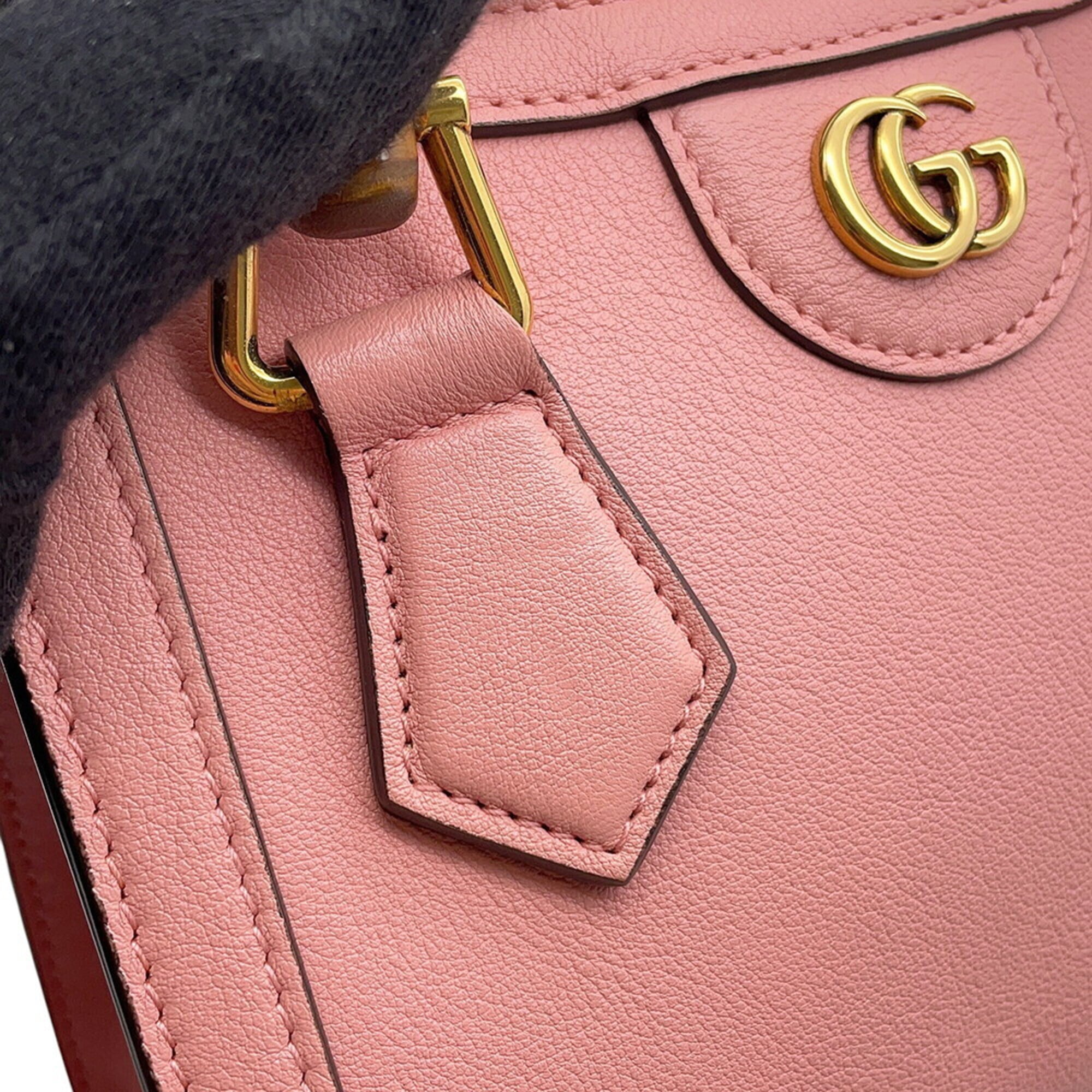 Gucci Bamboo Pink Bamboo Leather Handbag (Pre-Owned)