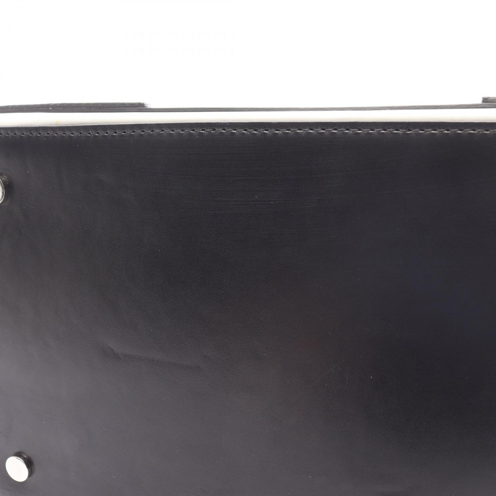 Balenciaga Black White Leather Canvas Handbag Tote Bag (Pre-Owned)