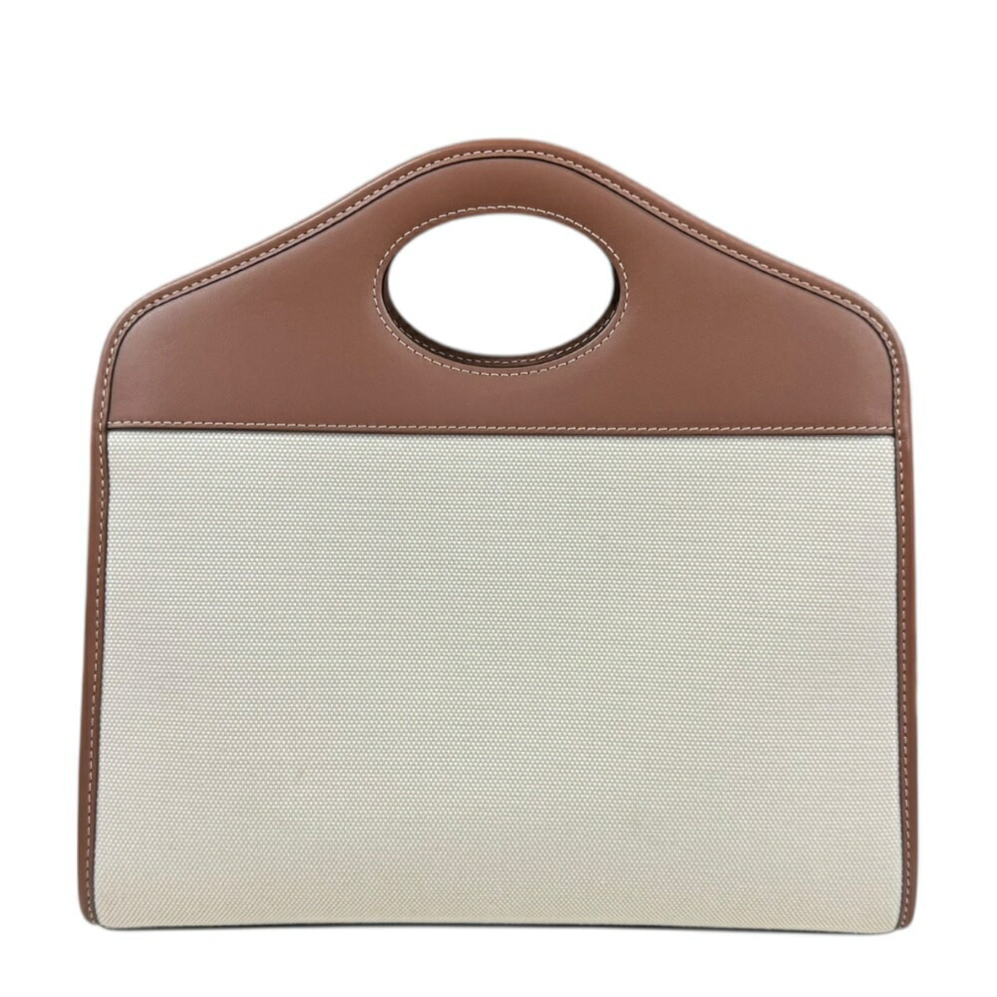 Burberry Beige Brown Canvas Leather Shoulder Bag (Pre-Owned)