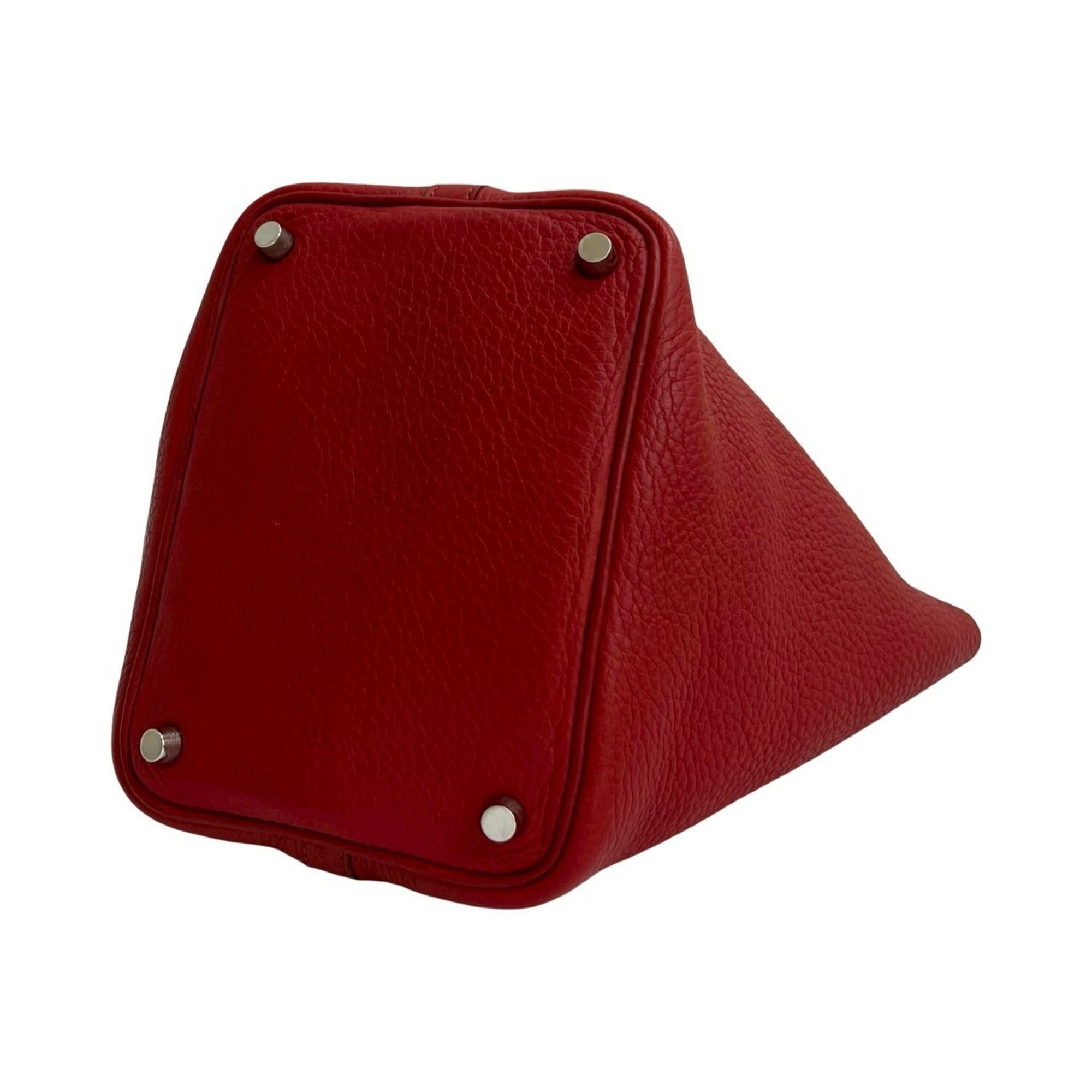 Hermes Red Color Taurillon Clemence Leather Handbag Tote Bag (Pre-Owned)