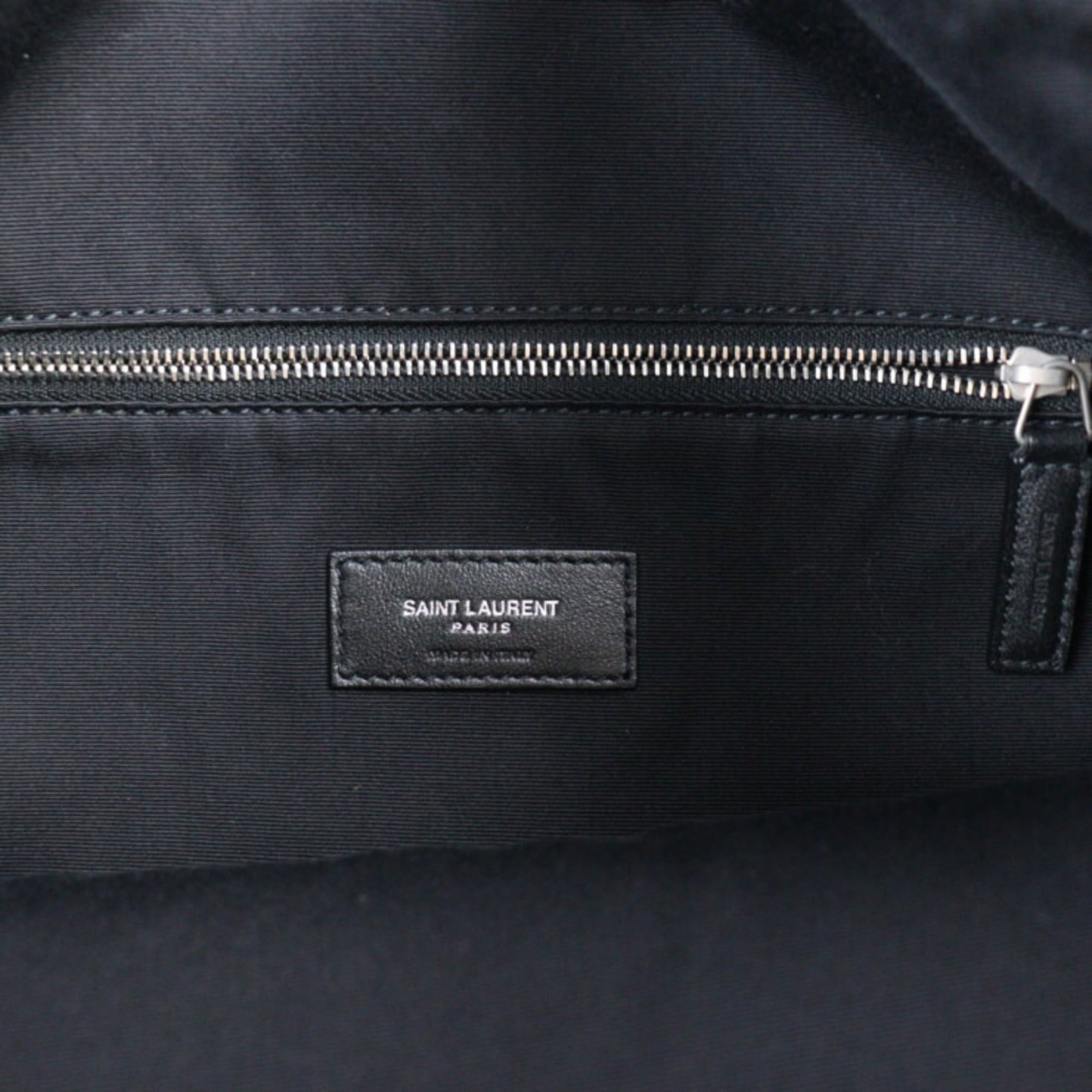Yves Saint Laurent Black Canvas Leather Backpack Handbag (Pre-Owned)